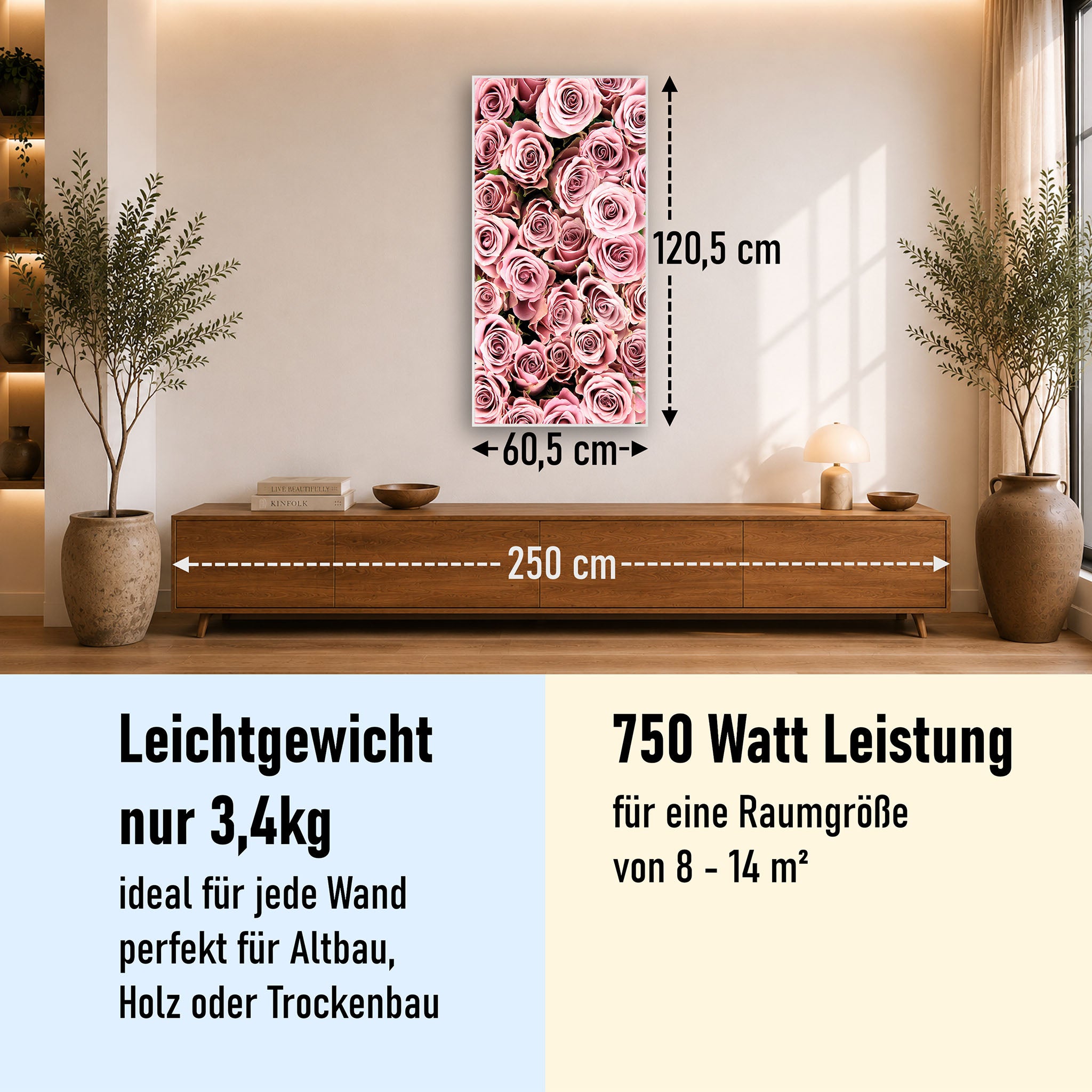 Bild Infrarotheizung 350-1200W Motiv 021H Rosenstrauß