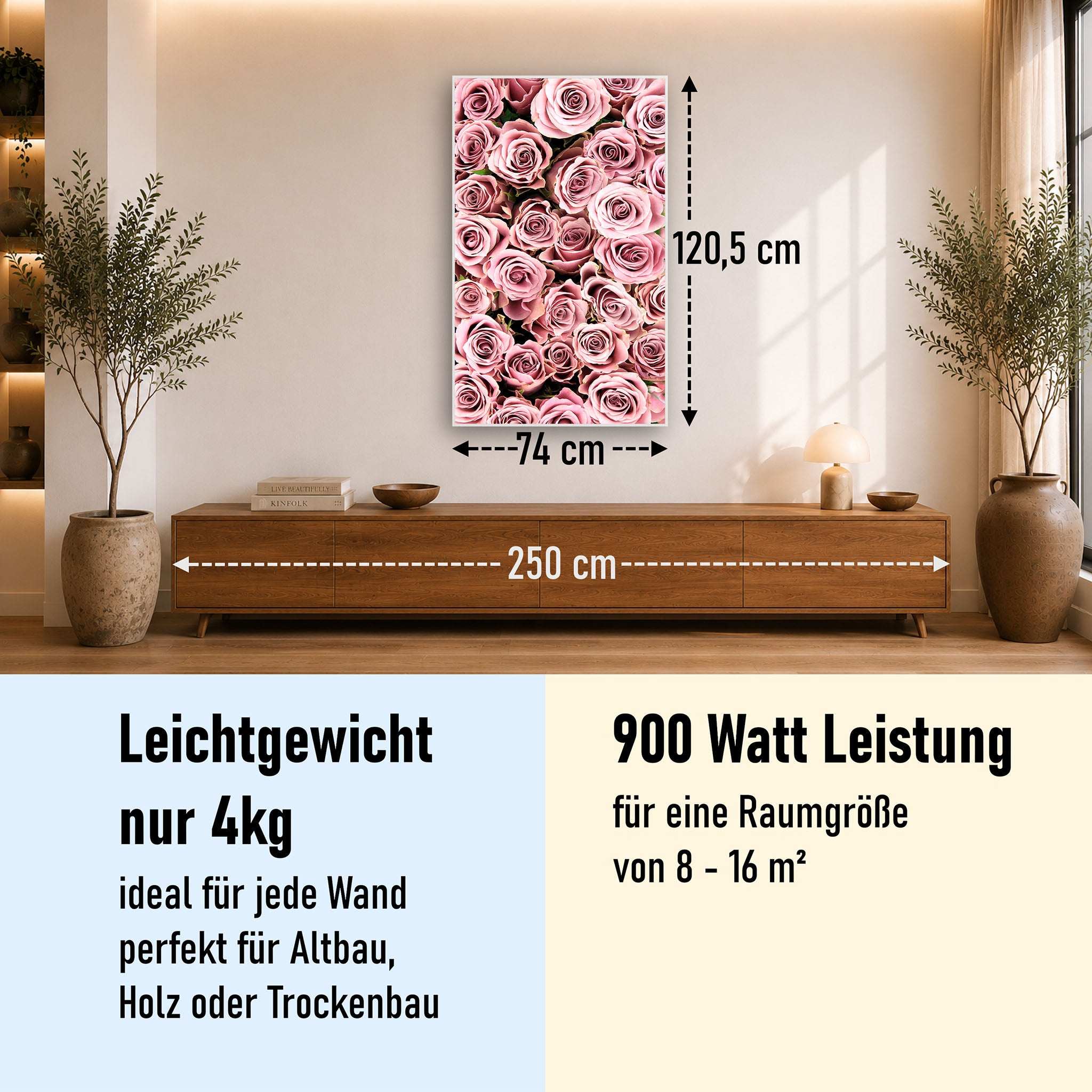 Bild Infrarotheizung 350-1200W Motiv 021H Rosenstrauß