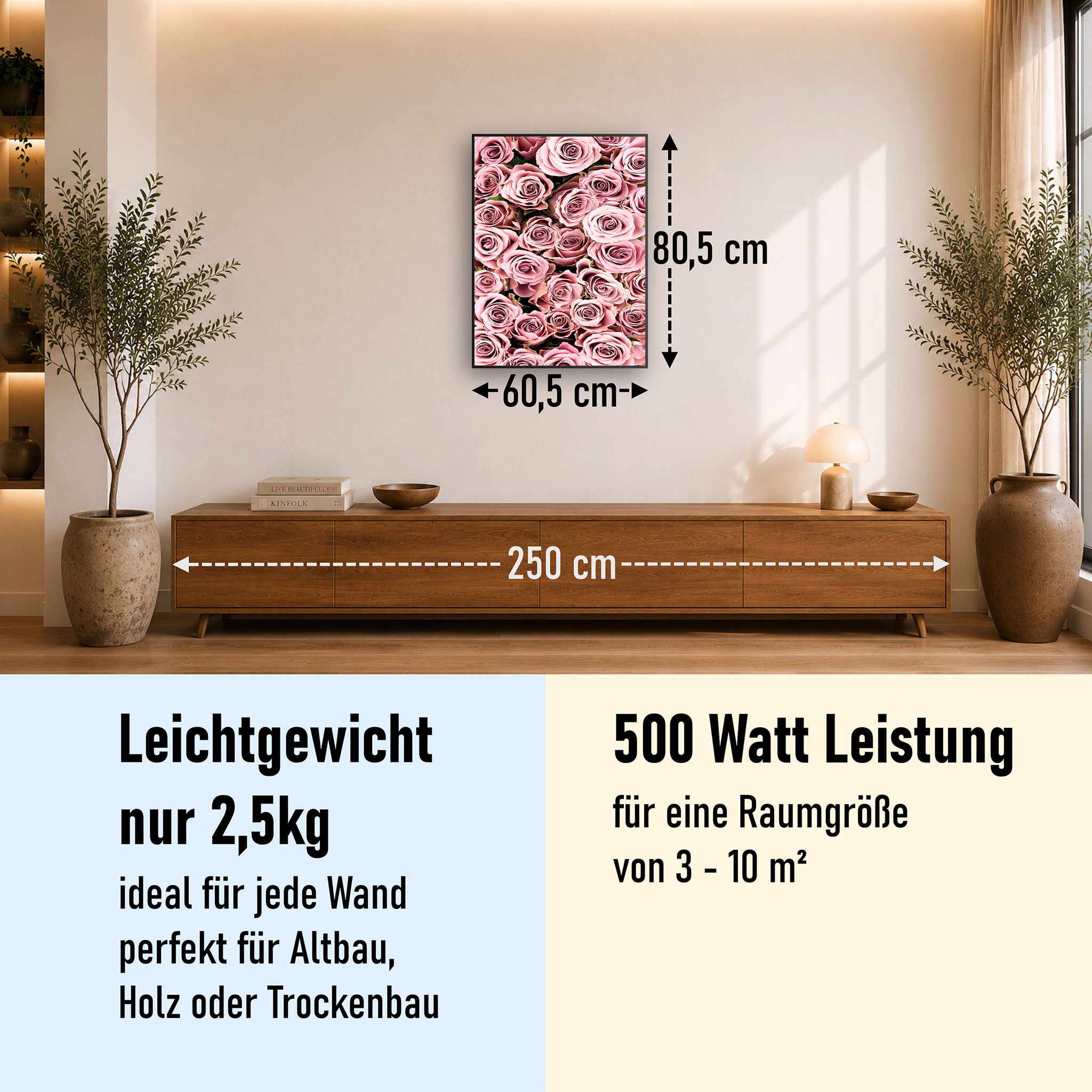 Bild Infrarotheizung 350-1200W Motiv 021H Rosenstrauß