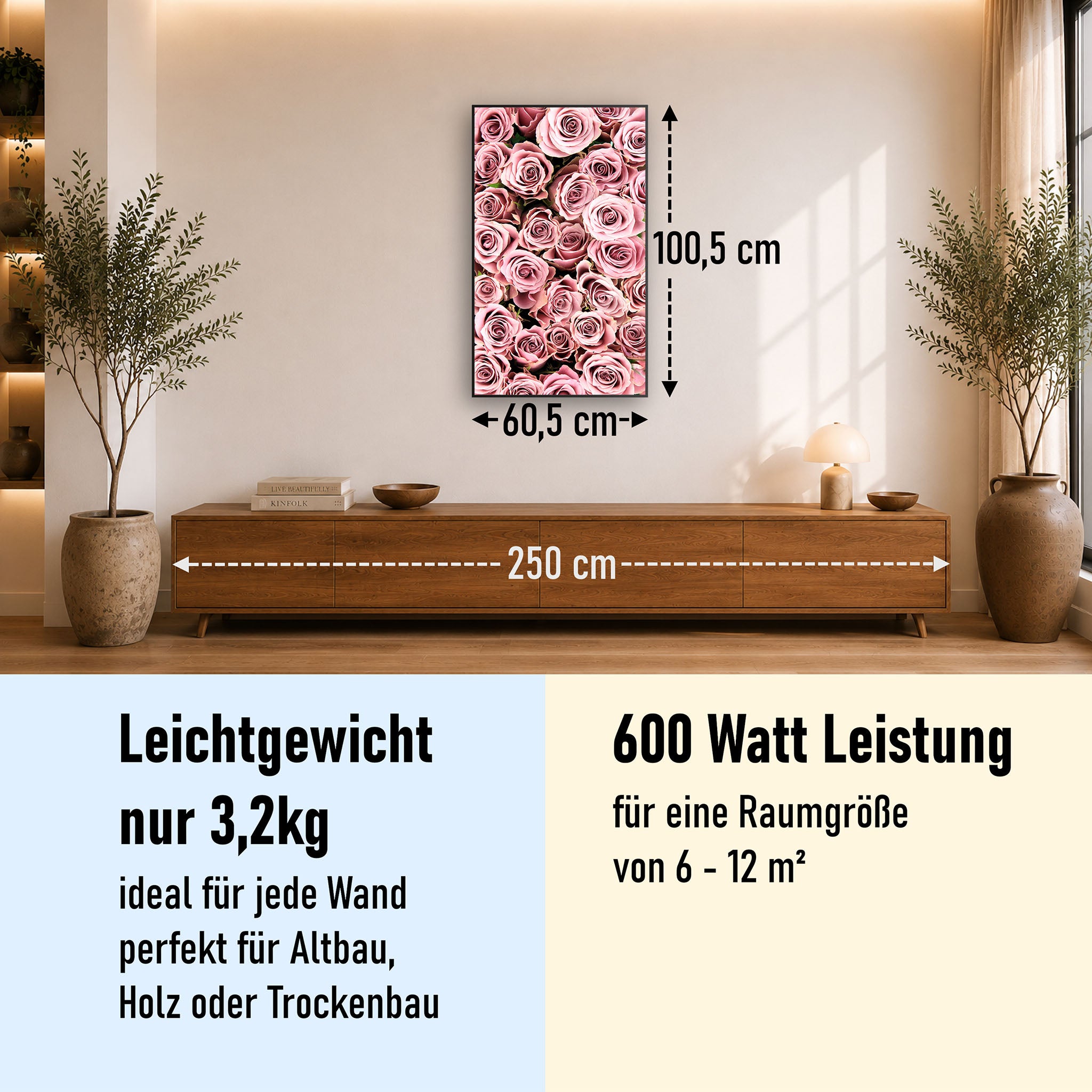 Bild Infrarotheizung 350-1200W Motiv 021H Rosenstrauß