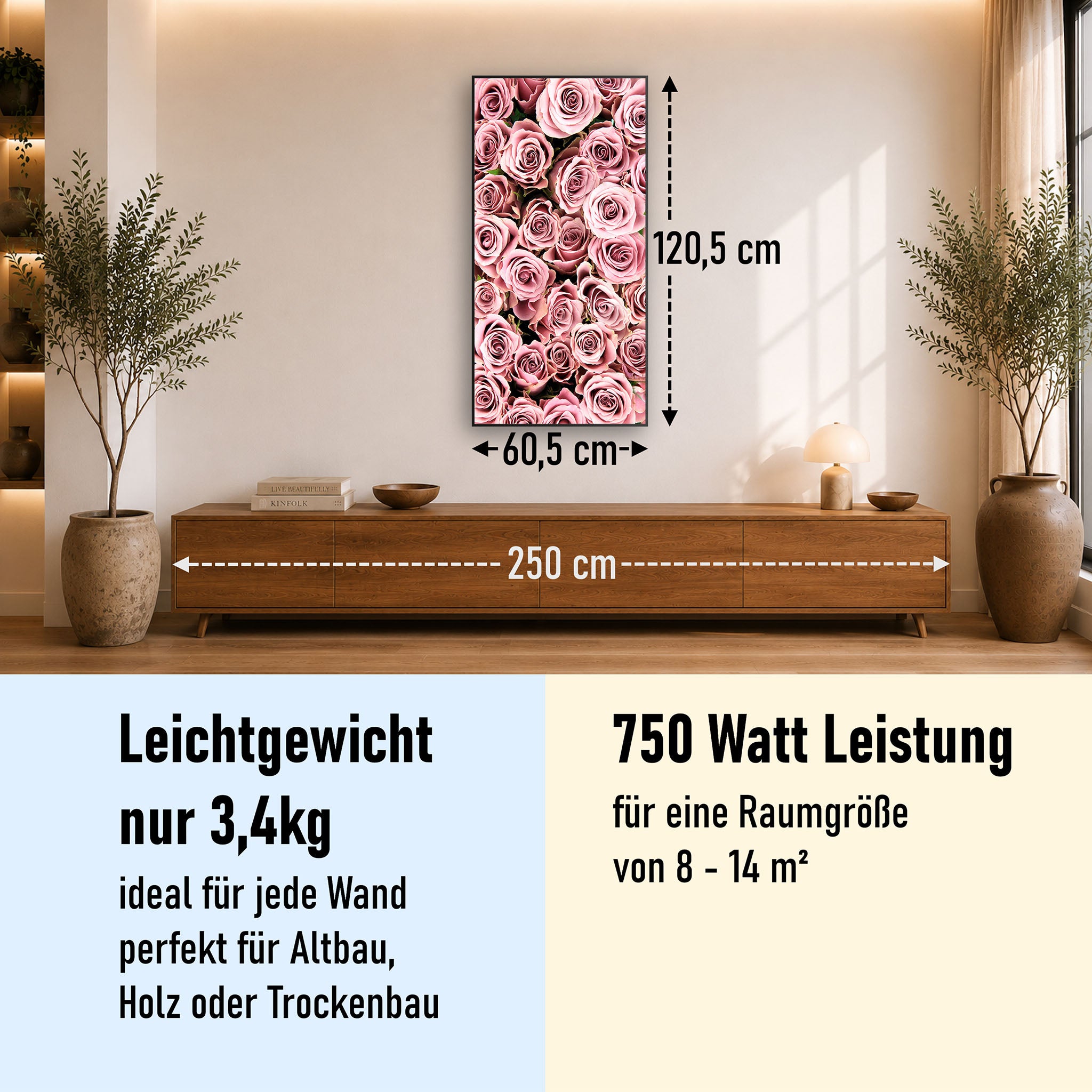 Bild Infrarotheizung 350-1200W Motiv 021H Rosenstrauß