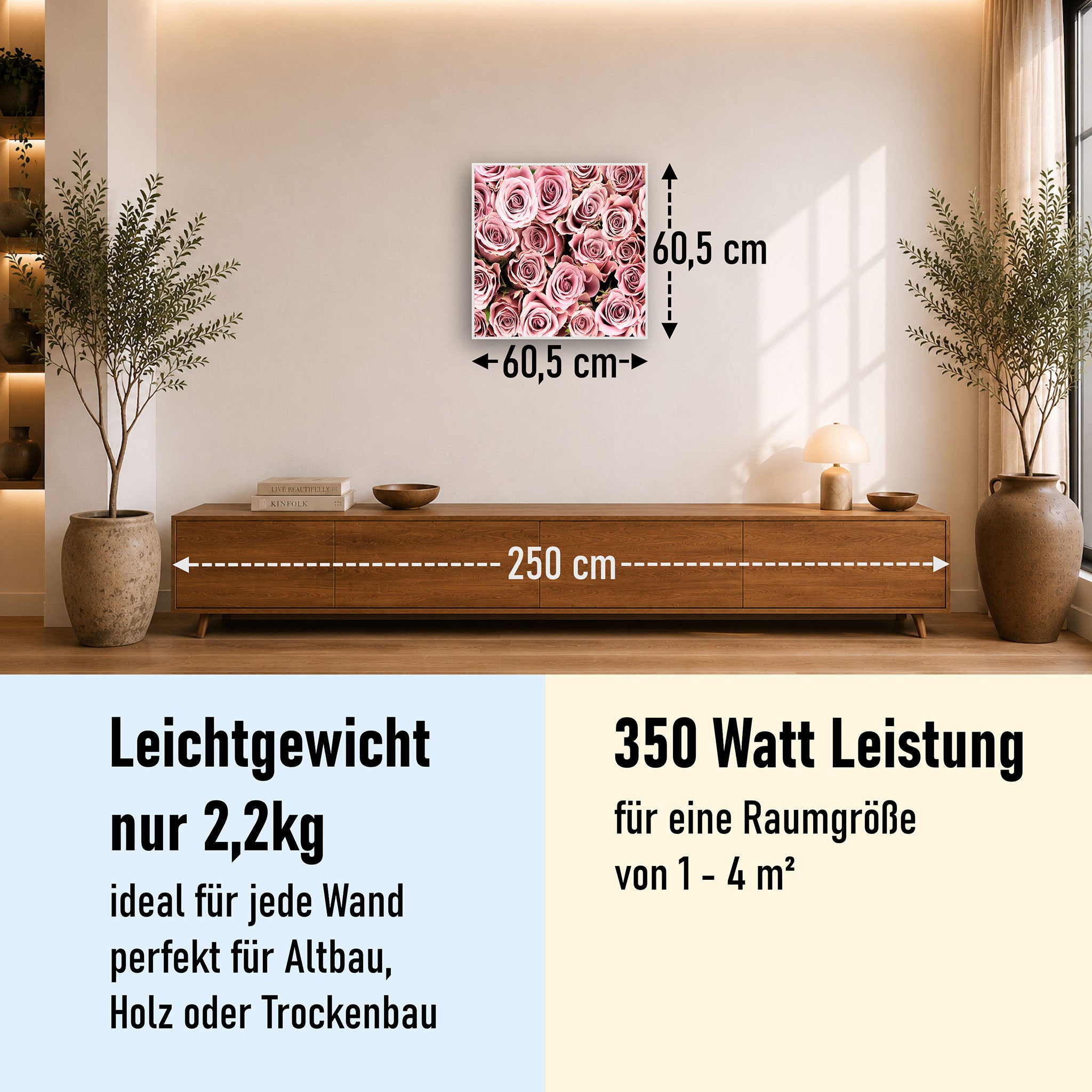 Bild Infrarotheizung 350-1200W Motiv 021H Rosenstrauß