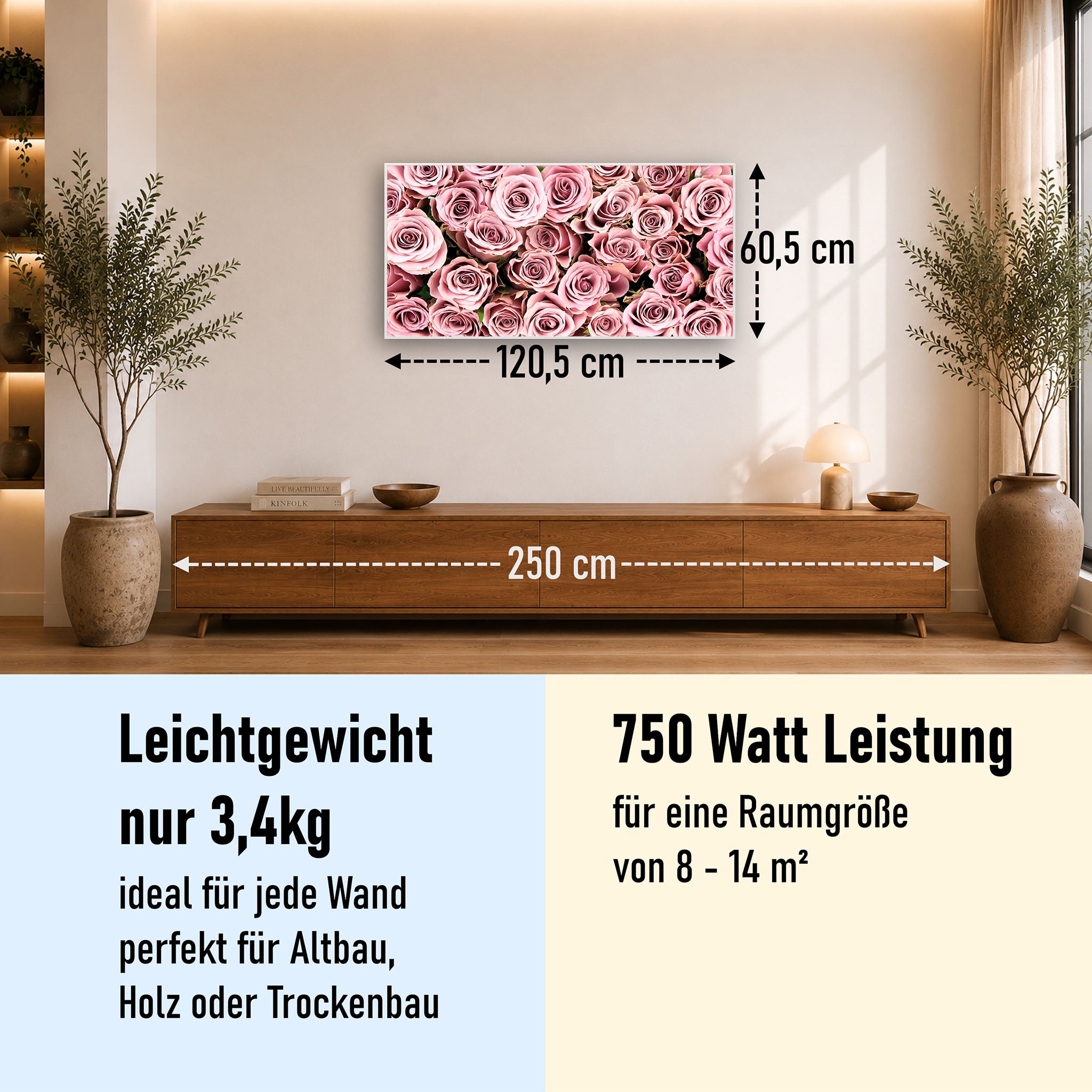 Bild Infrarotheizung 350-1200W Motiv 021 Rosenstrauß