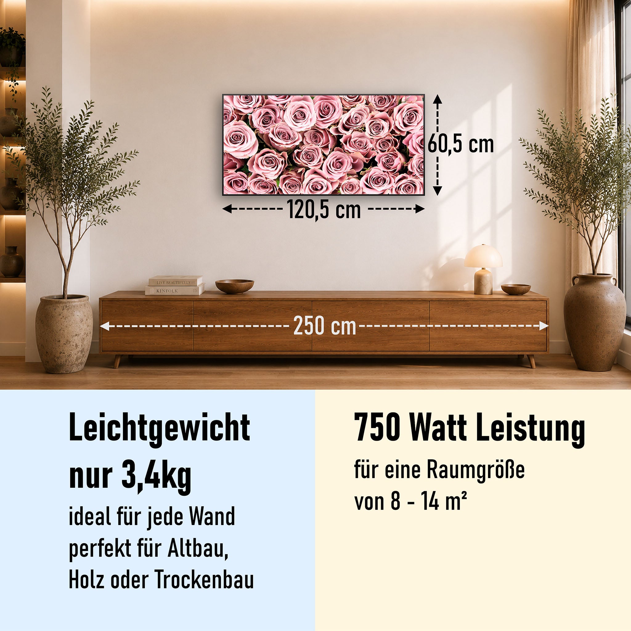 Bild Infrarotheizung 350-1200W Motiv 021 Rosenstrauß