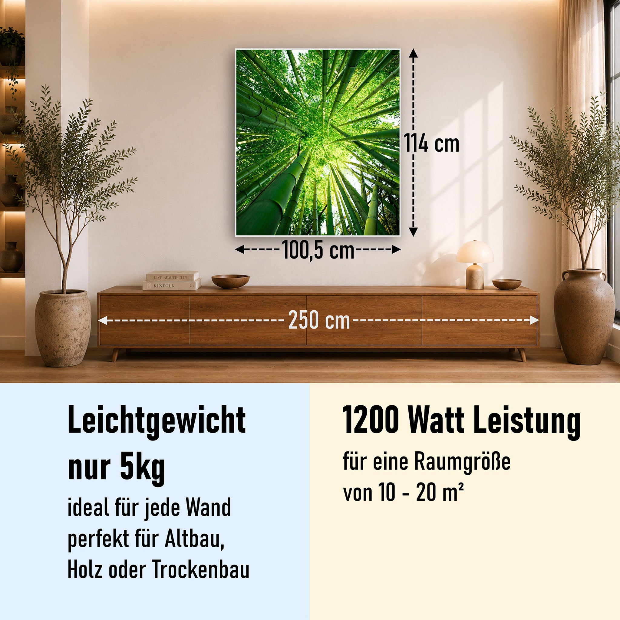Bild Infrarotheizung 350-1200W Motiv 023H Bambusbaum