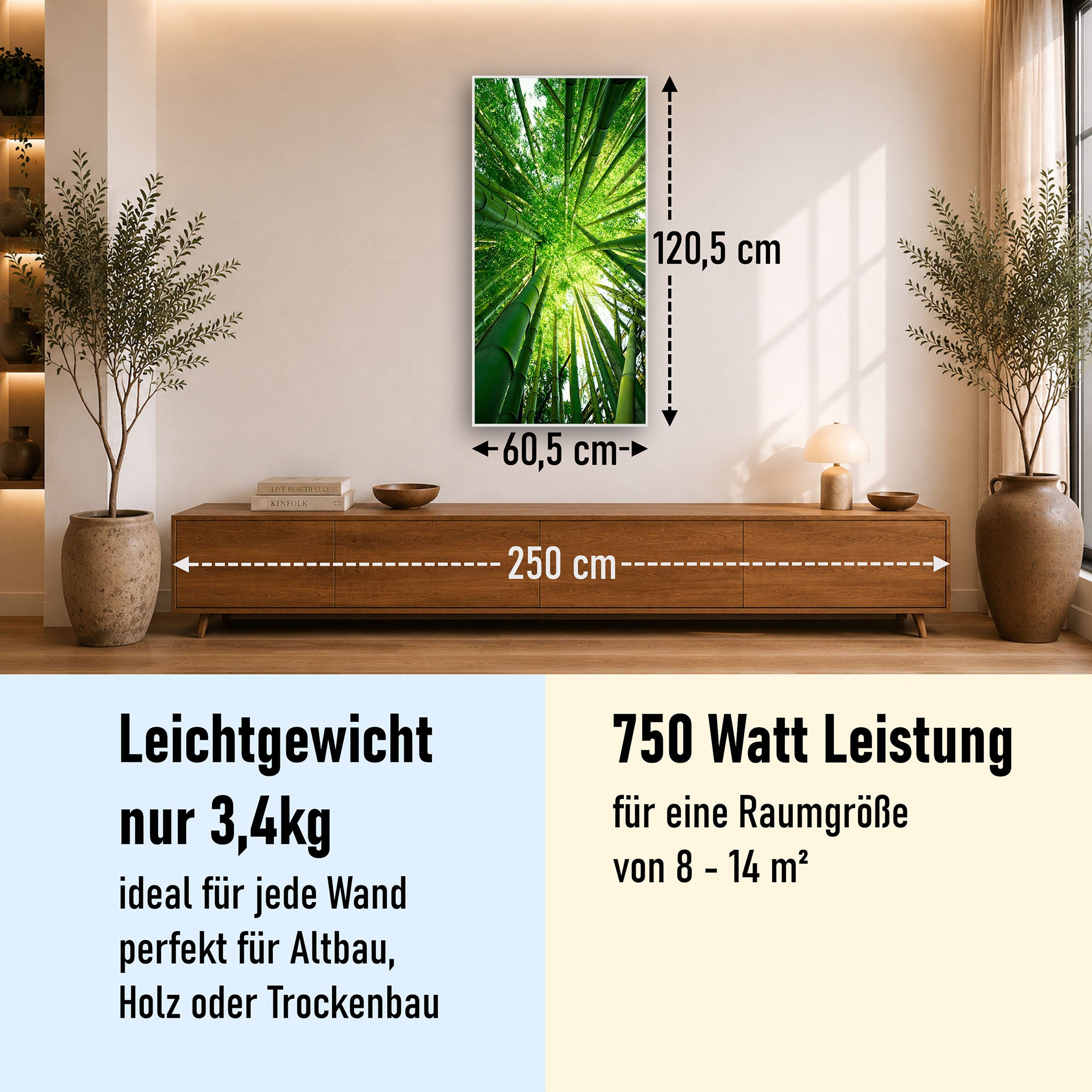 Bild Infrarotheizung 350-1200W Motiv 023H Bambusbaum