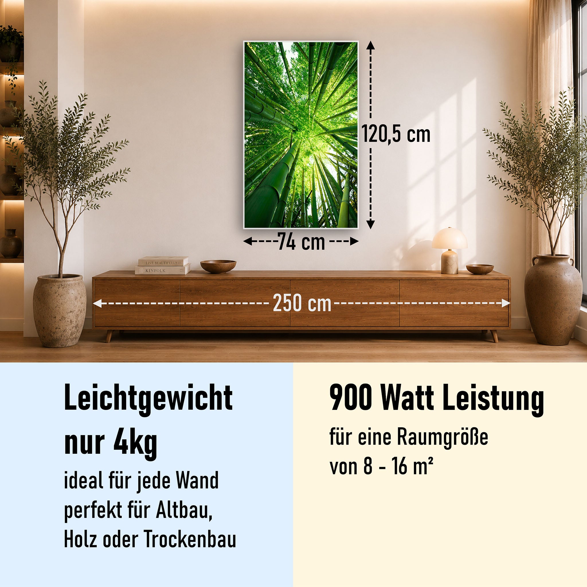 Bild Infrarotheizung 350-1200W Motiv 023H Bambusbaum