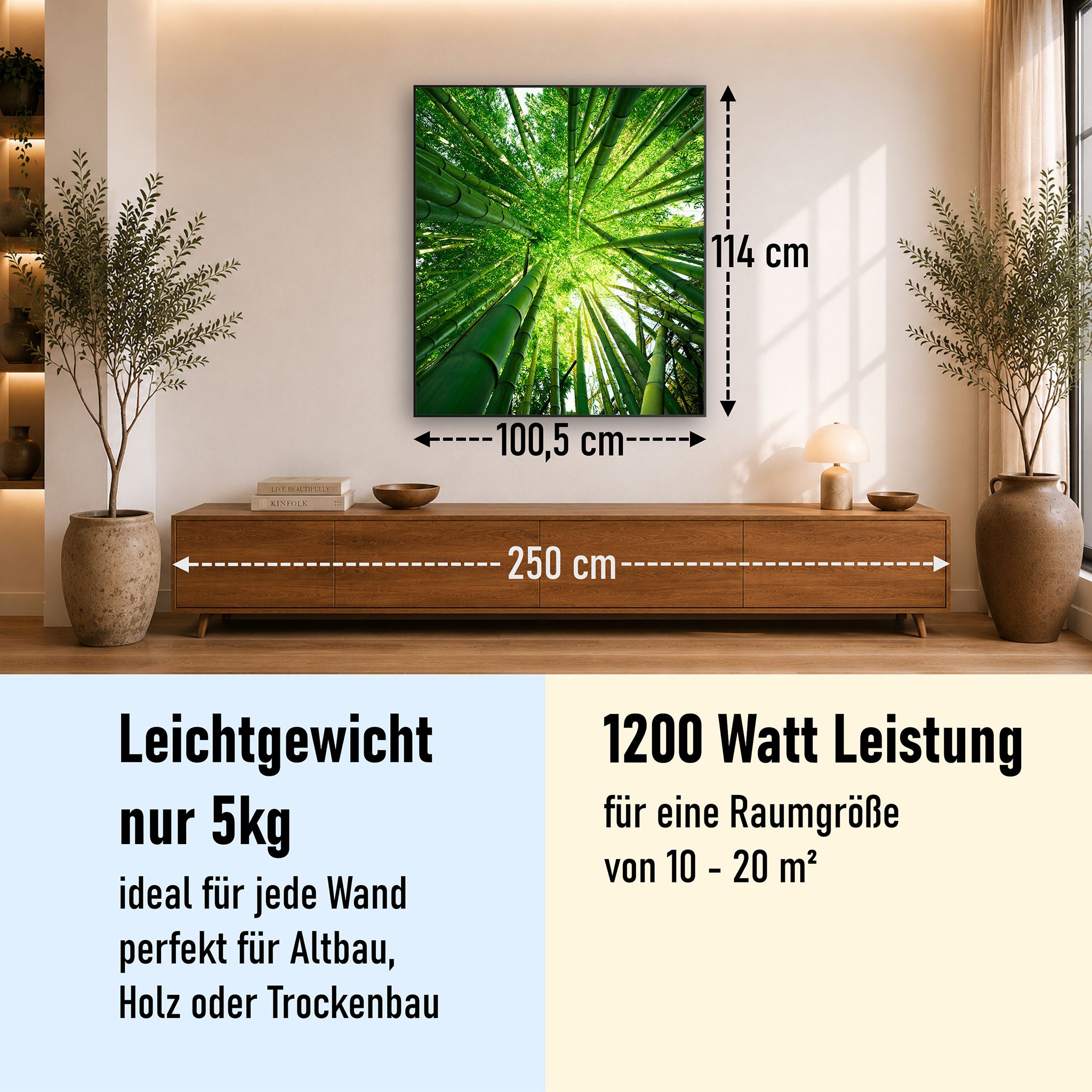 Bild Infrarotheizung 350-1200W Motiv 023H Bambusbaum