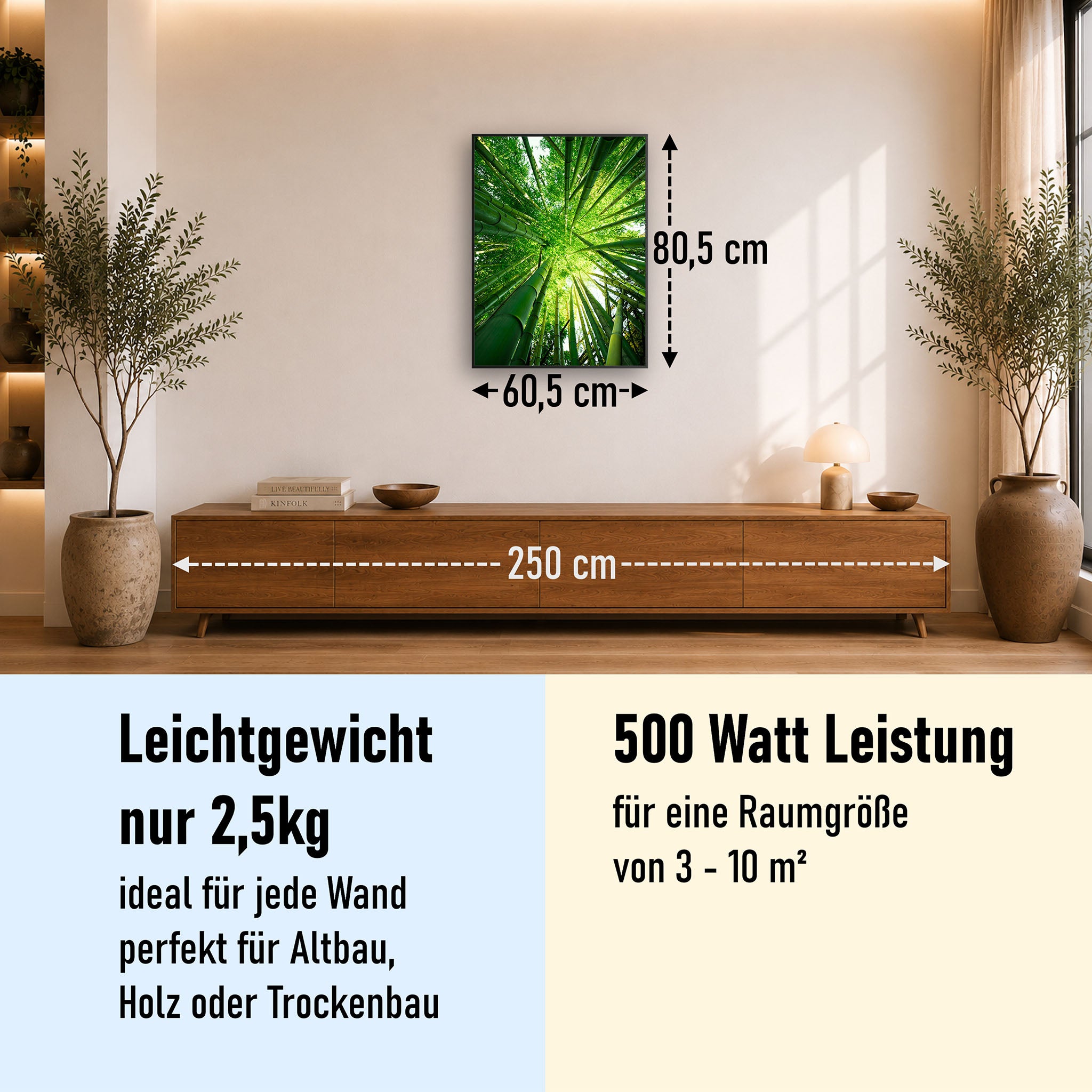 Bild Infrarotheizung 350-1200W Motiv 023H Bambusbaum
