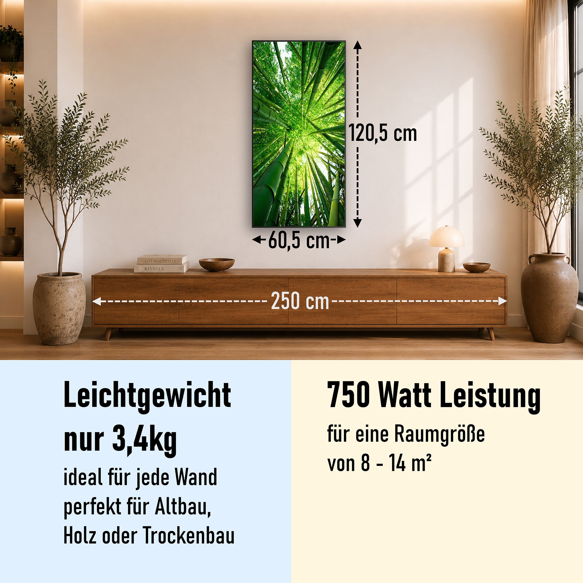 Bild Infrarotheizung 350-1200W Motiv 023H Bambusbaum