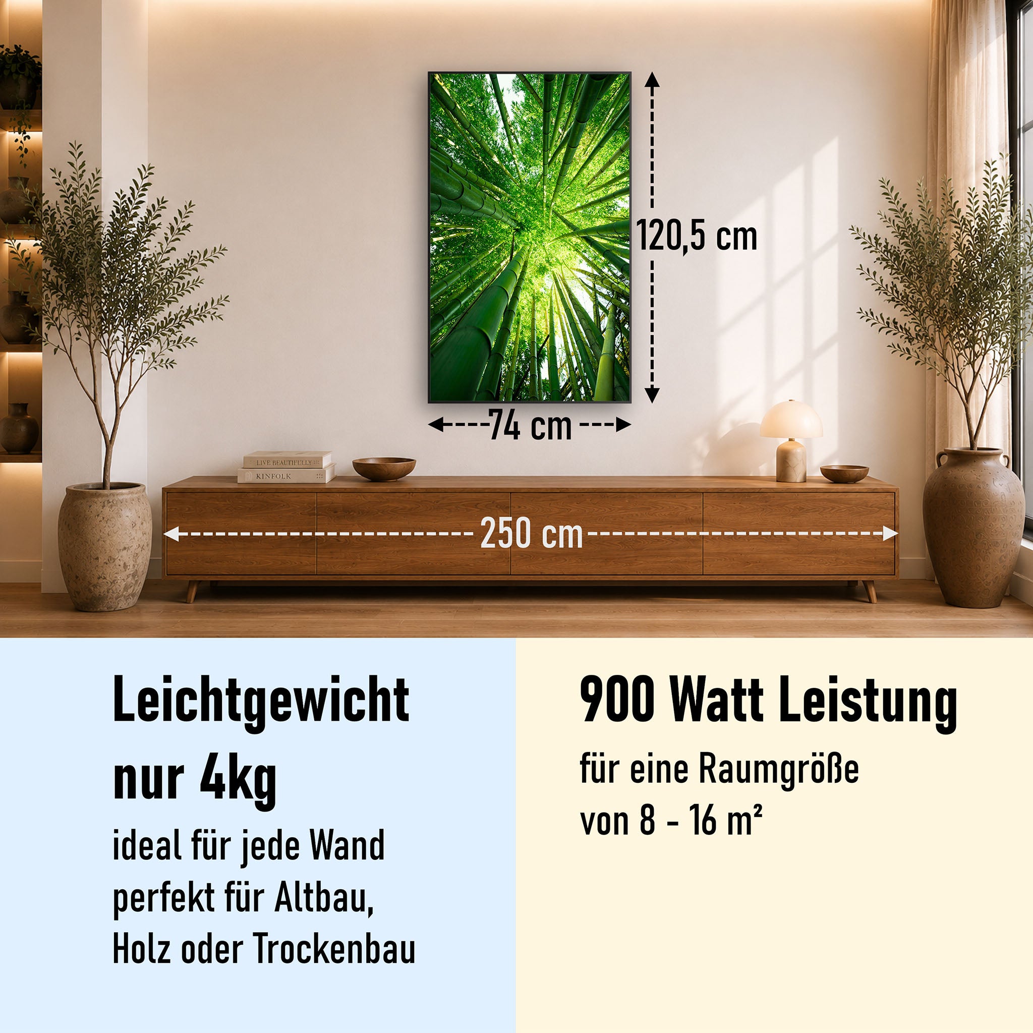 Bild Infrarotheizung 350-1200W Motiv 023H Bambusbaum