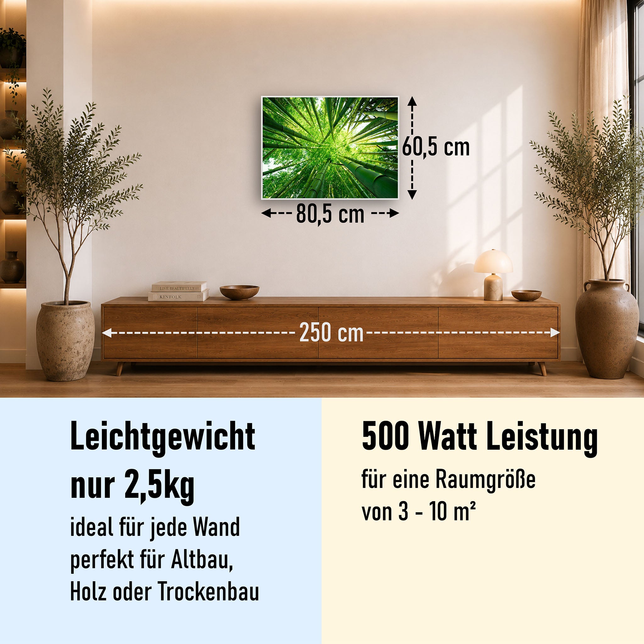 Bild Infrarotheizung 350-1200W Motiv 023 Bambusbaum