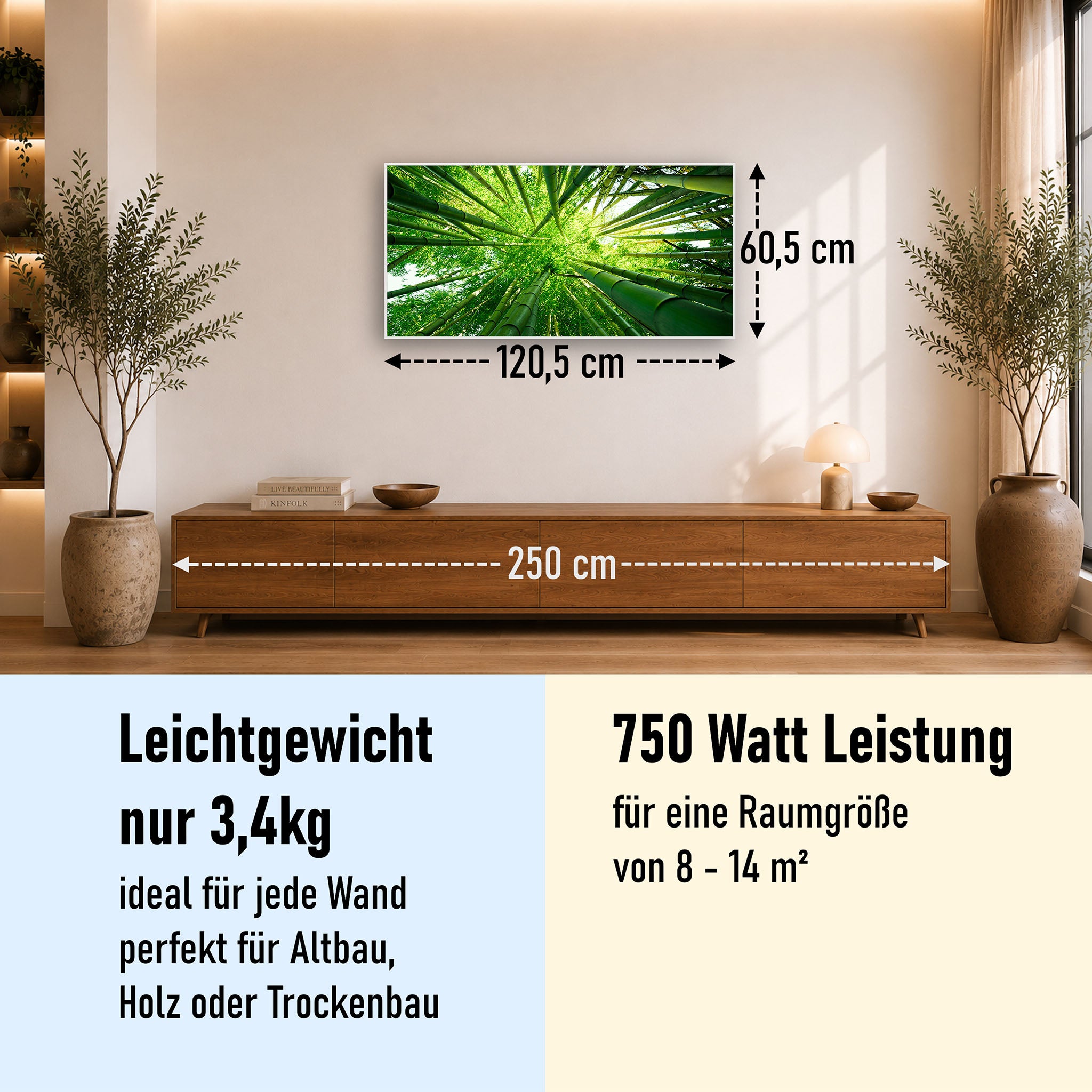 Bild Infrarotheizung 350-1200W Motiv 023 Bambusbaum