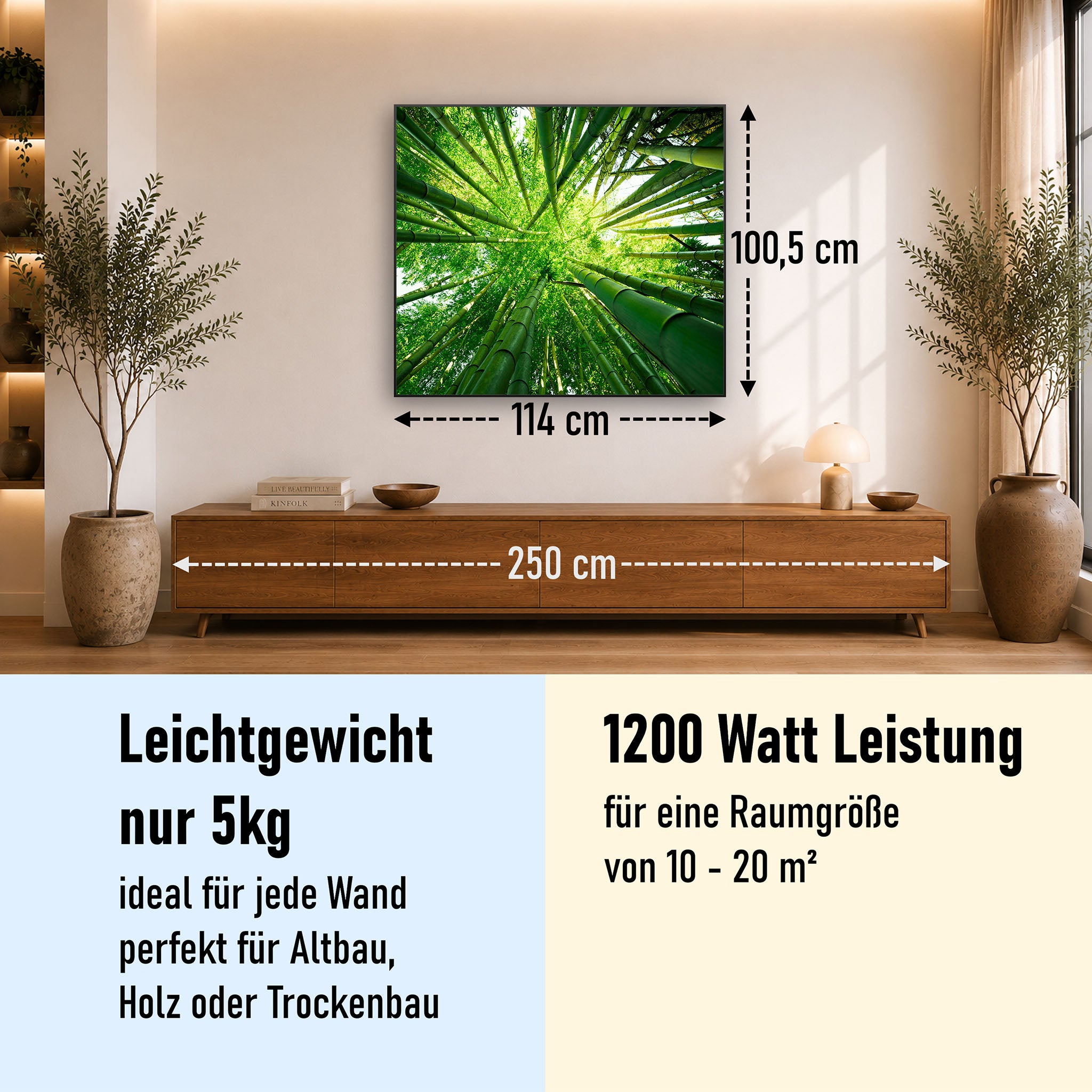Bild Infrarotheizung 350-1200W Motiv 023 Bambusbaum