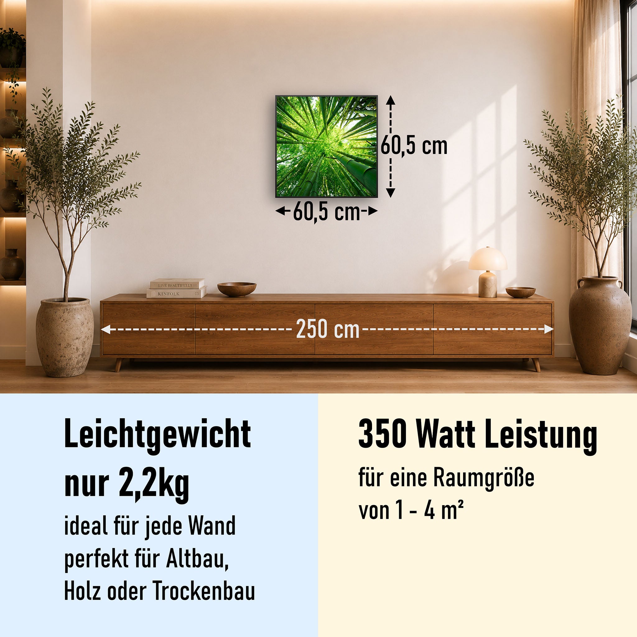 Bild Infrarotheizung 350-1200W Motiv 023 Bambusbaum