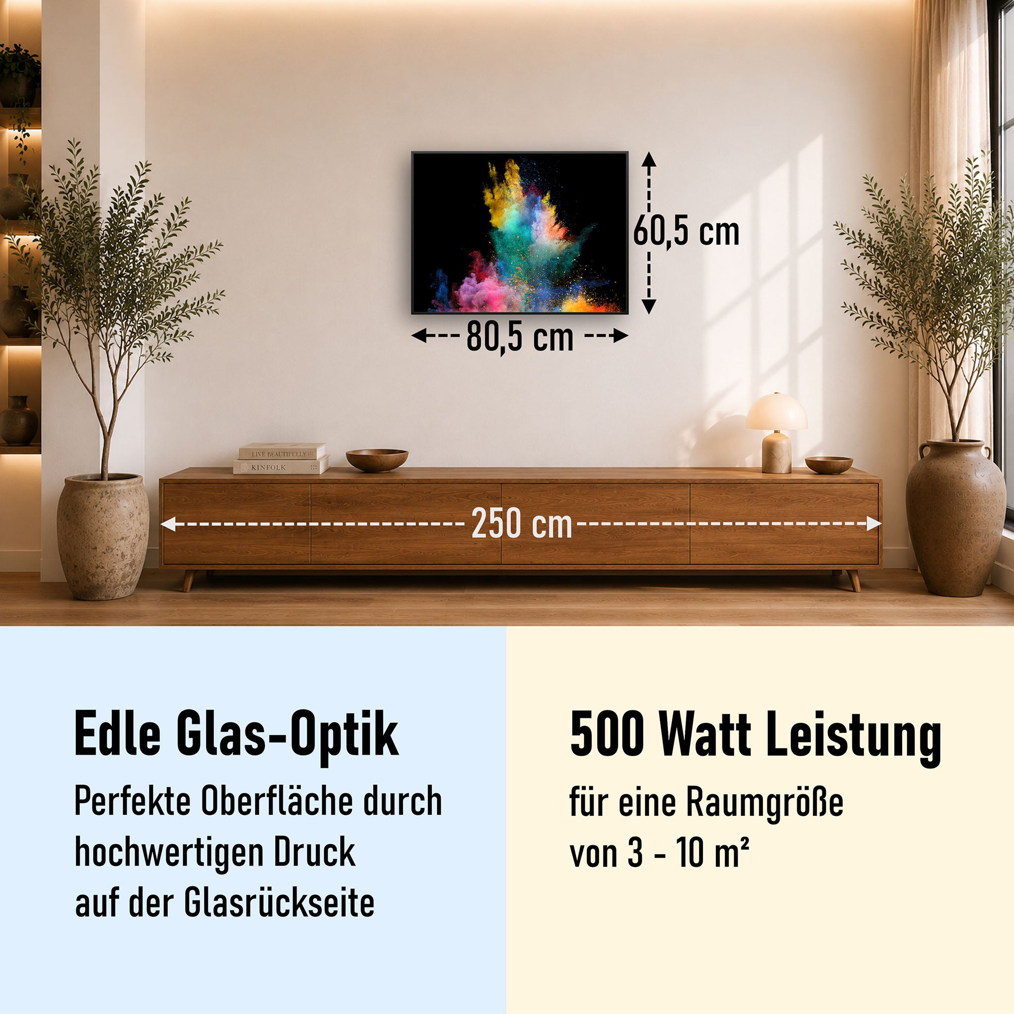 Glas Infrarotheizung 350-1200W Motiv 030 Farbexplosion