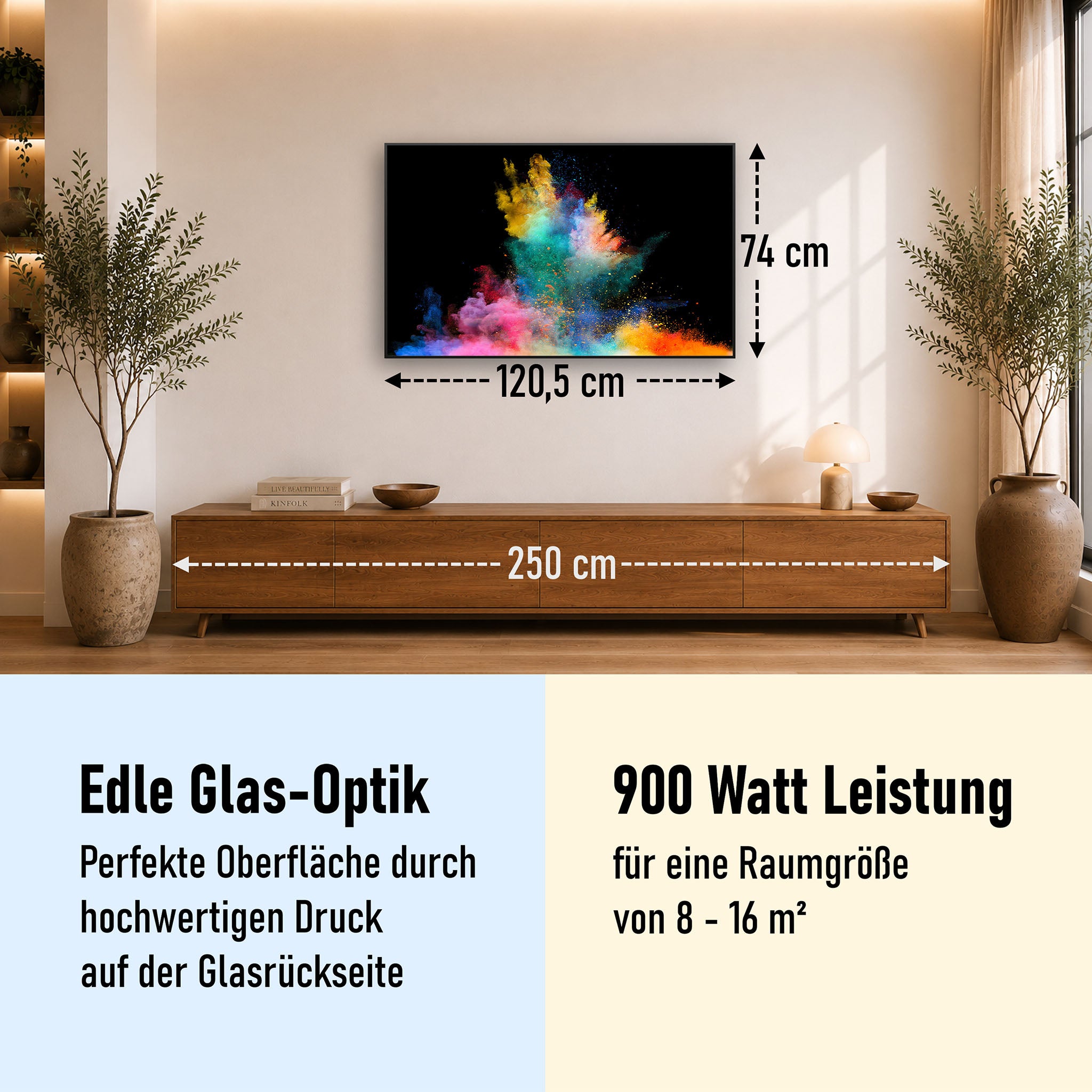 Glas Infrarotheizung 350-1200W Motiv 030 Farbexplosion