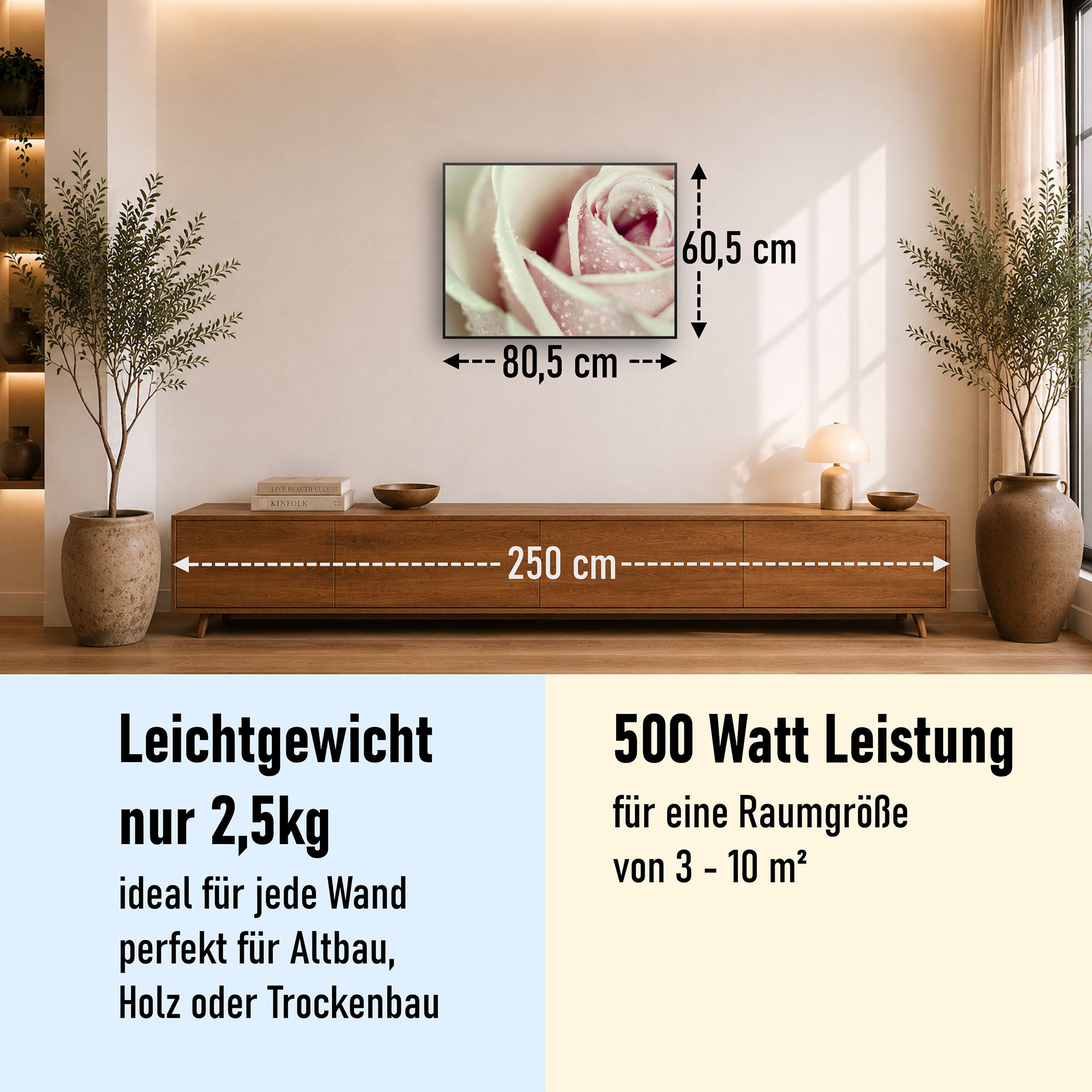 Bild Infrarotheizung 350-1200W Motiv 031 rosa Rose