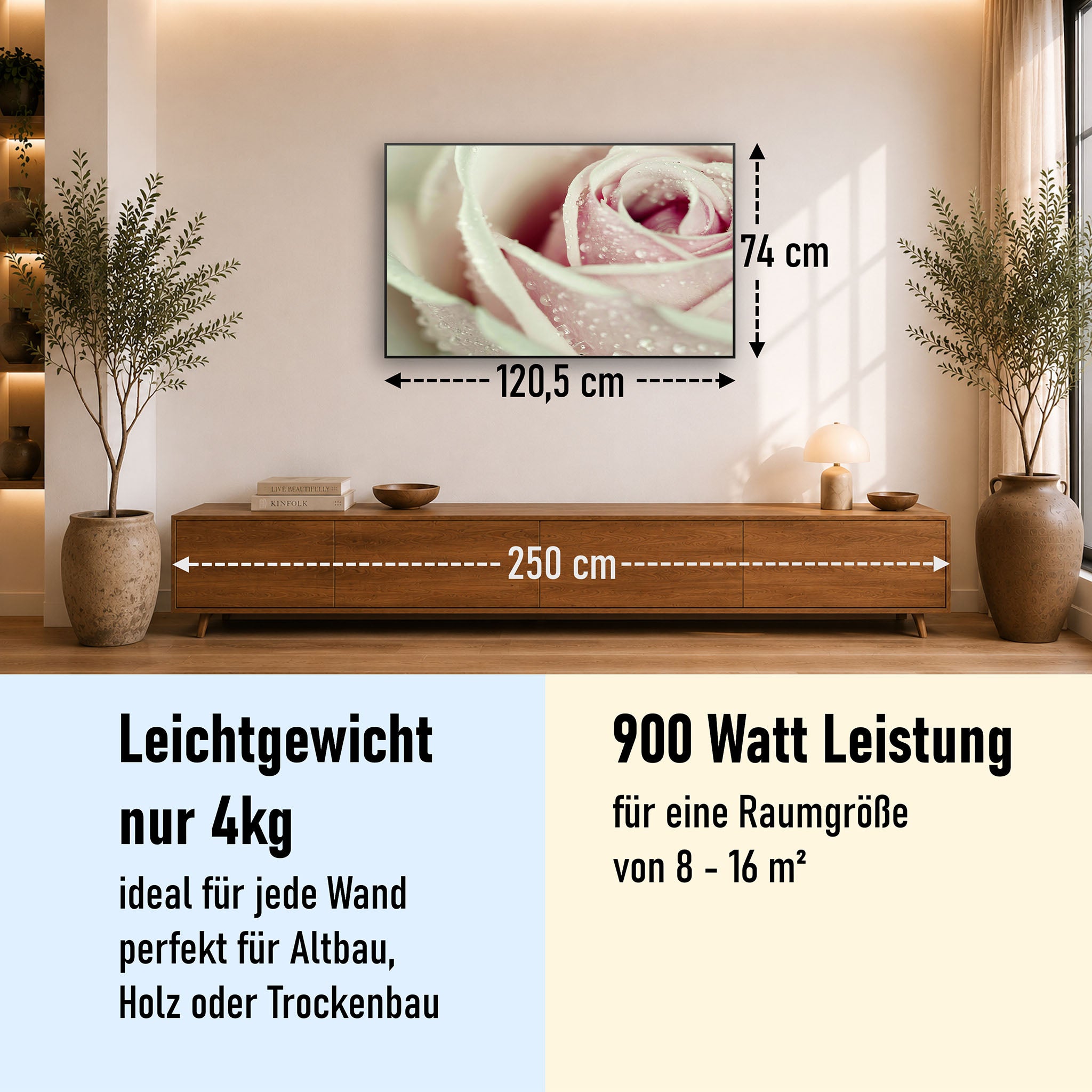 Bild Infrarotheizung 350-1200W Motiv 031 rosa Rose