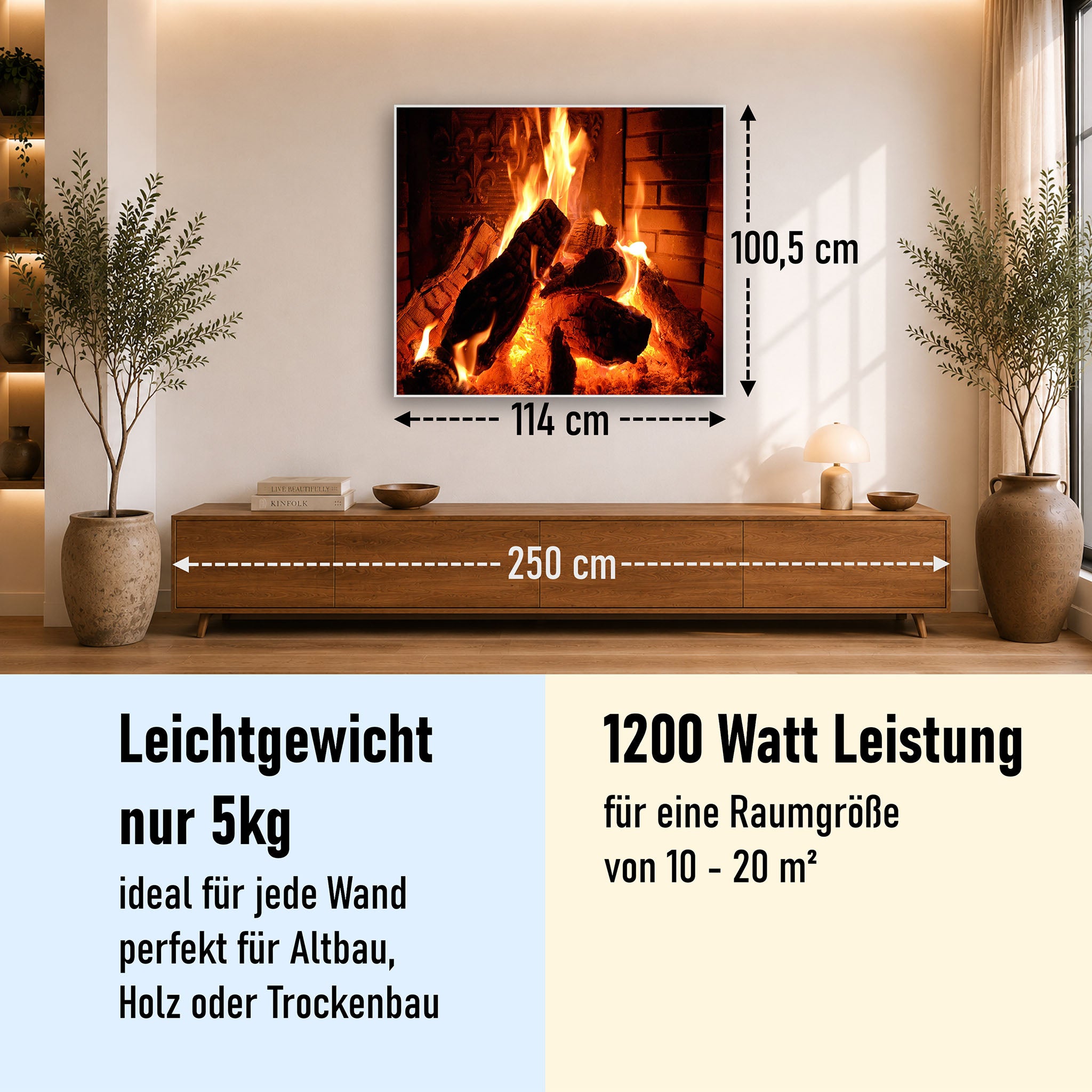 Bild Infrarotheizung 350-1200W Motiv 032 Kaminfeuer