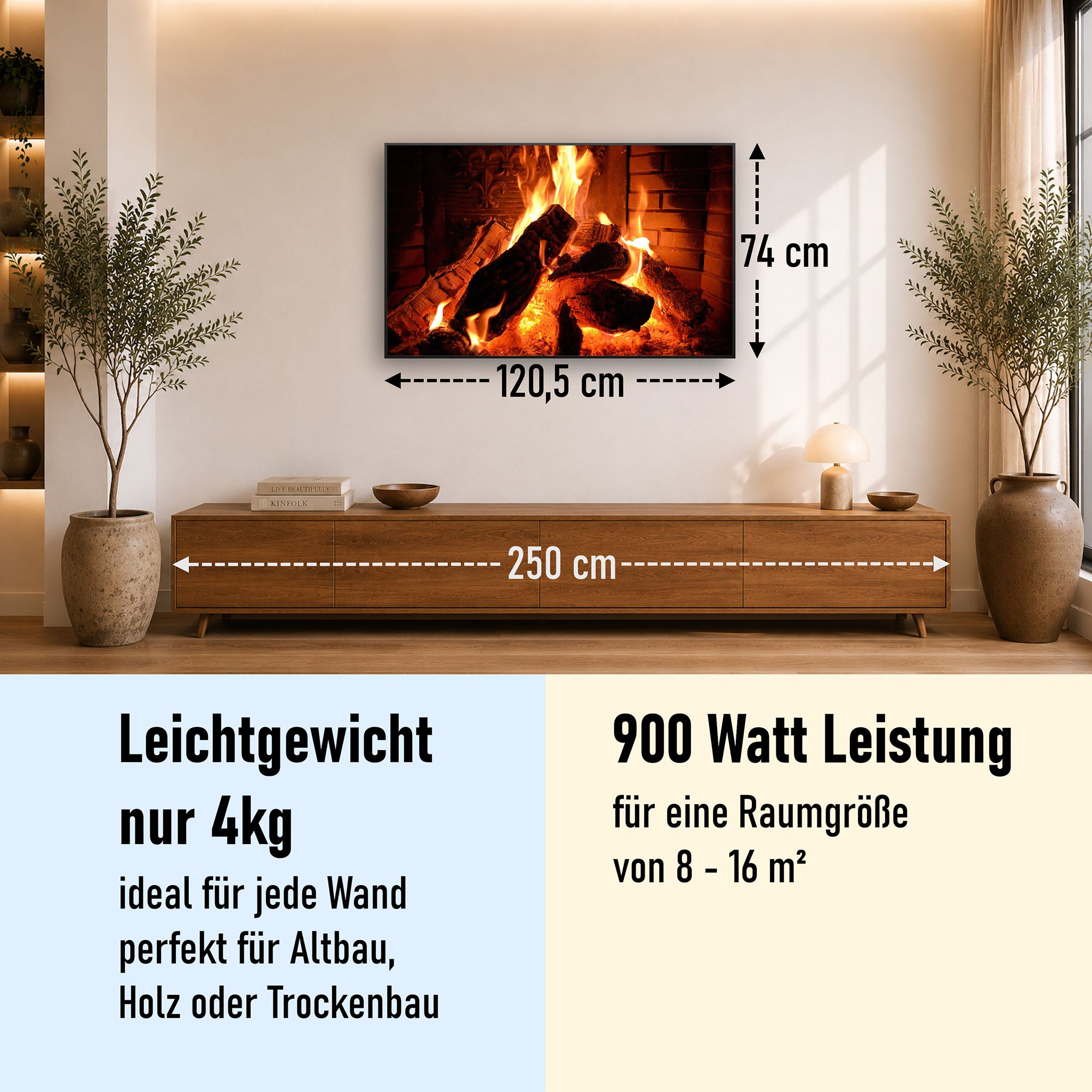 Bild Infrarotheizung 350-1200W Motiv 032 Kaminfeuer