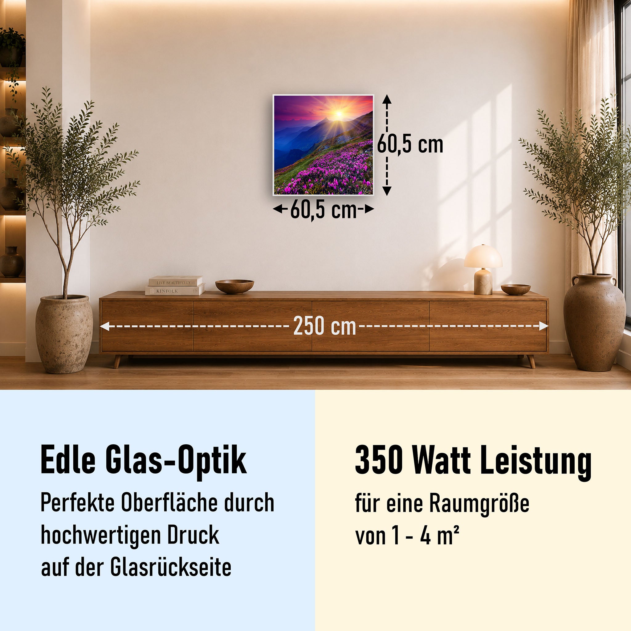 Glas Infrarotheizung 350-1200W Motiv 033 Sommerberg