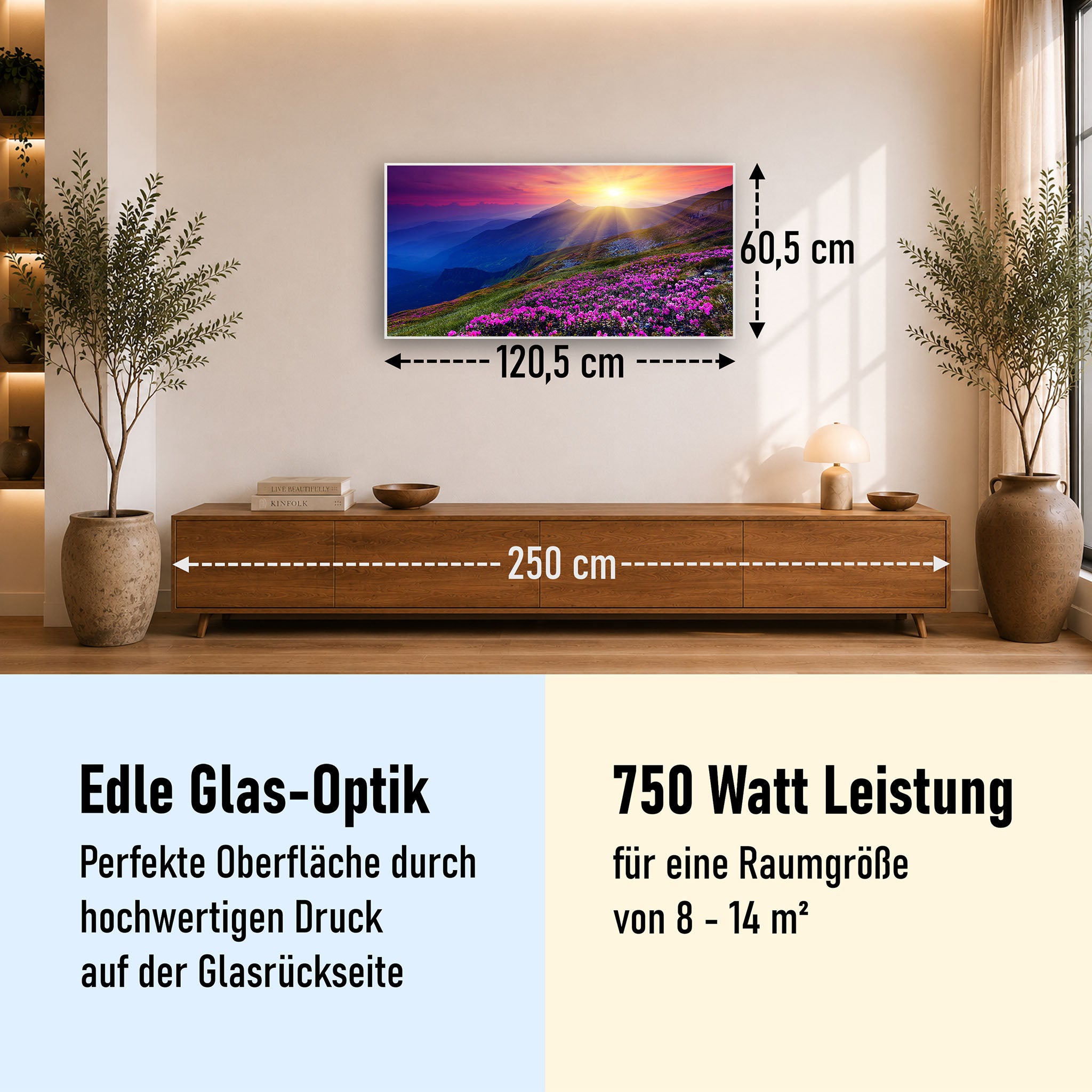 Glas Infrarotheizung 350-1200W Motiv 033 Sommerberg