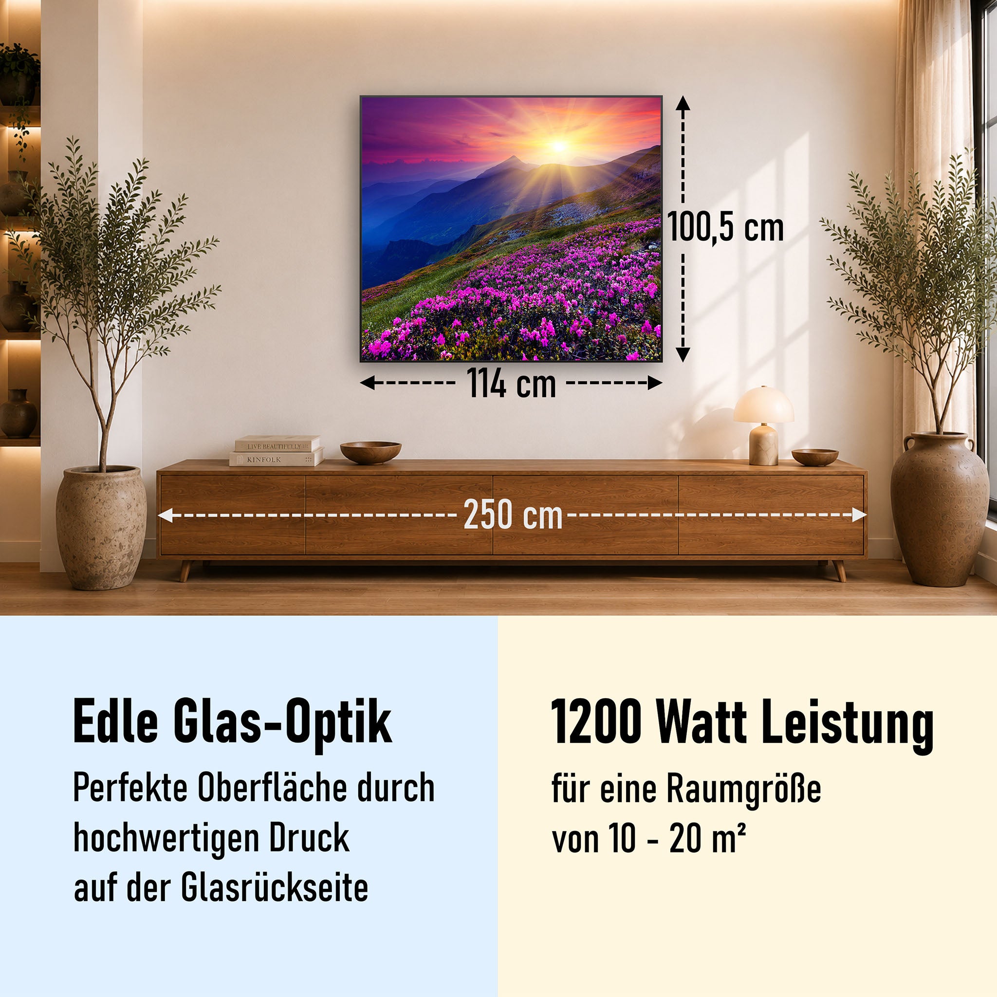 Glas Infrarotheizung 350-1200W Motiv 033 Sommerberg