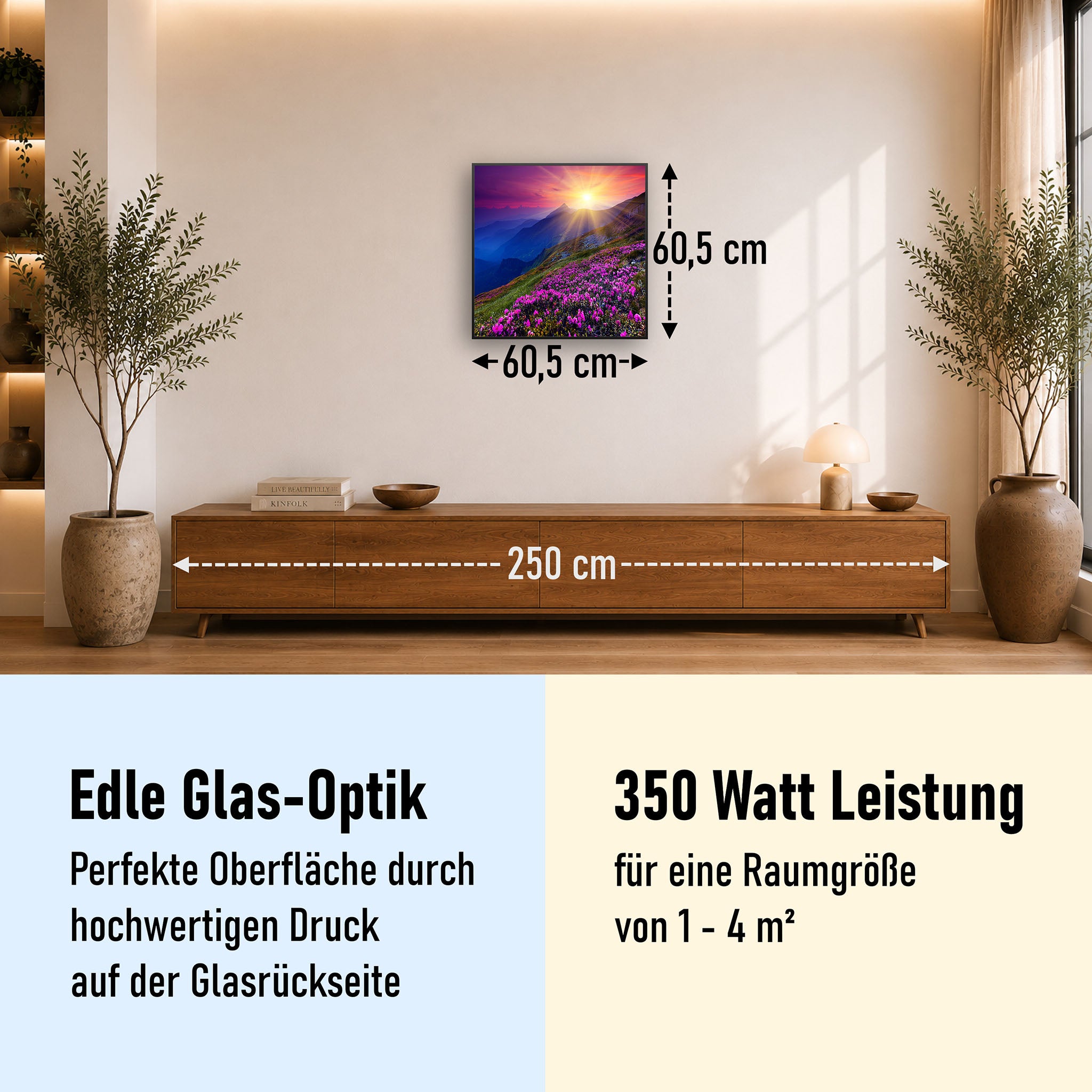 Glas Infrarotheizung 350-1200W Motiv 033 Sommerberg