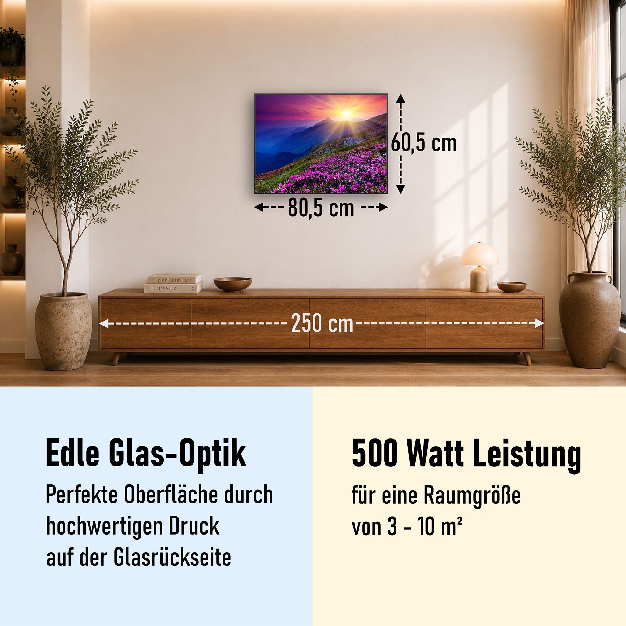 Glas Infrarotheizung 350-1200W Motiv 033 Sommerberg