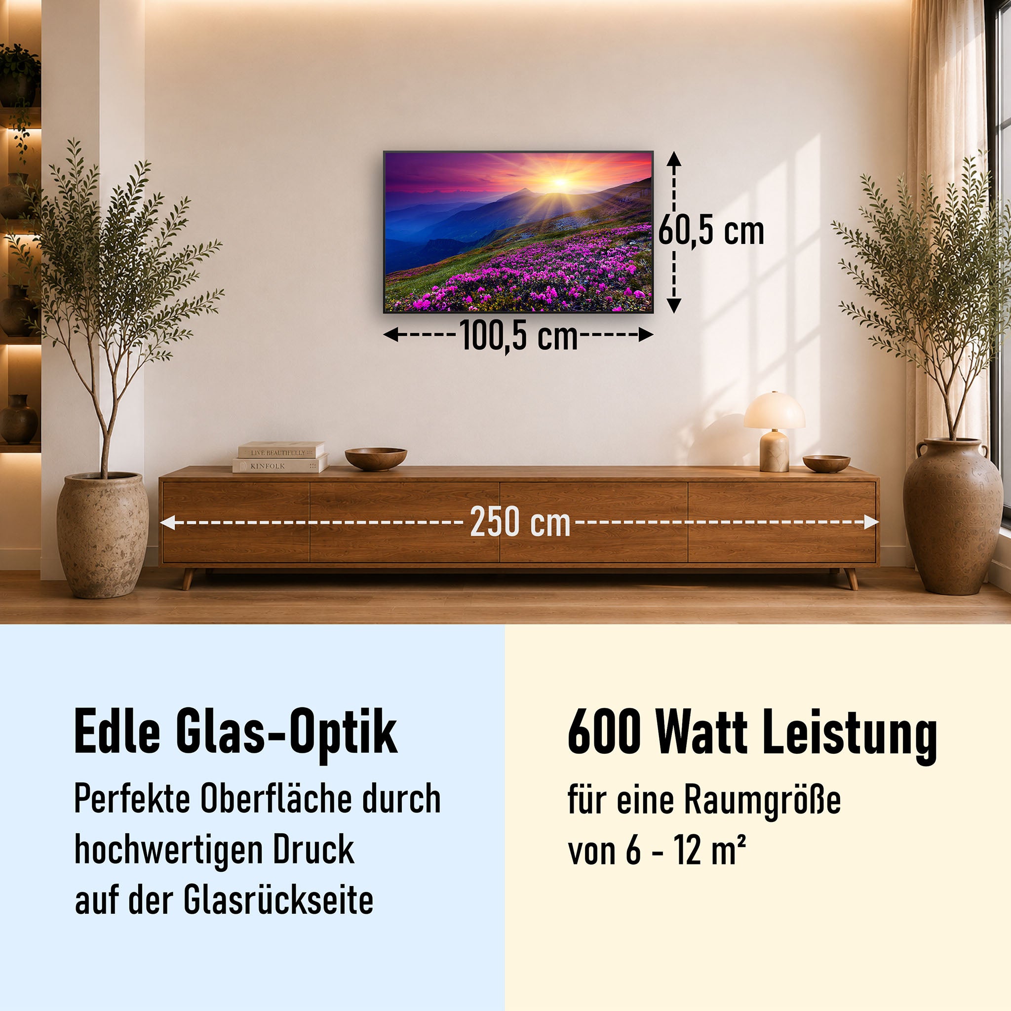 Glas Infrarotheizung 350-1200W Motiv 033 Sommerberg
