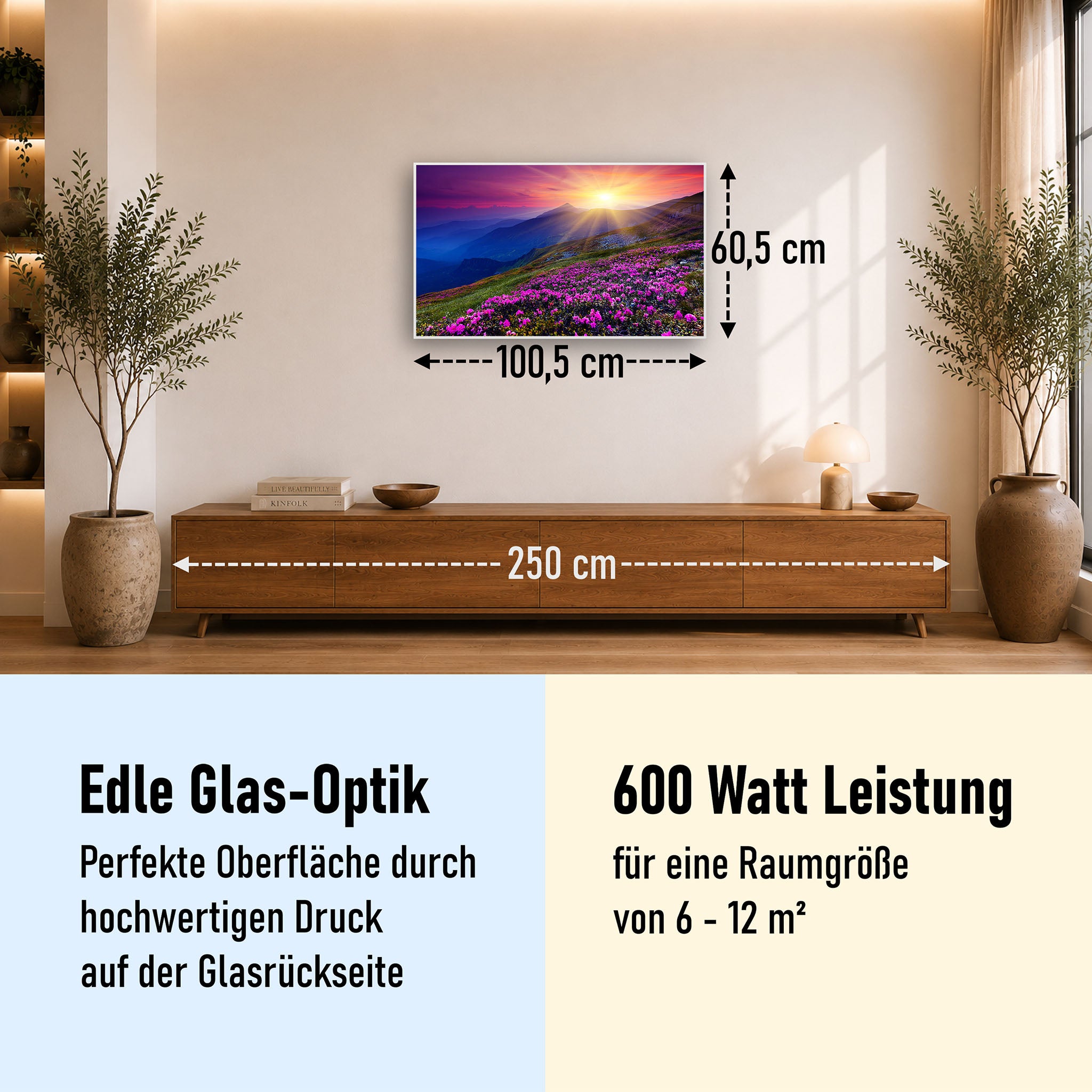Glas Infrarotheizung 350-1200W Motiv 033 Sommerberg