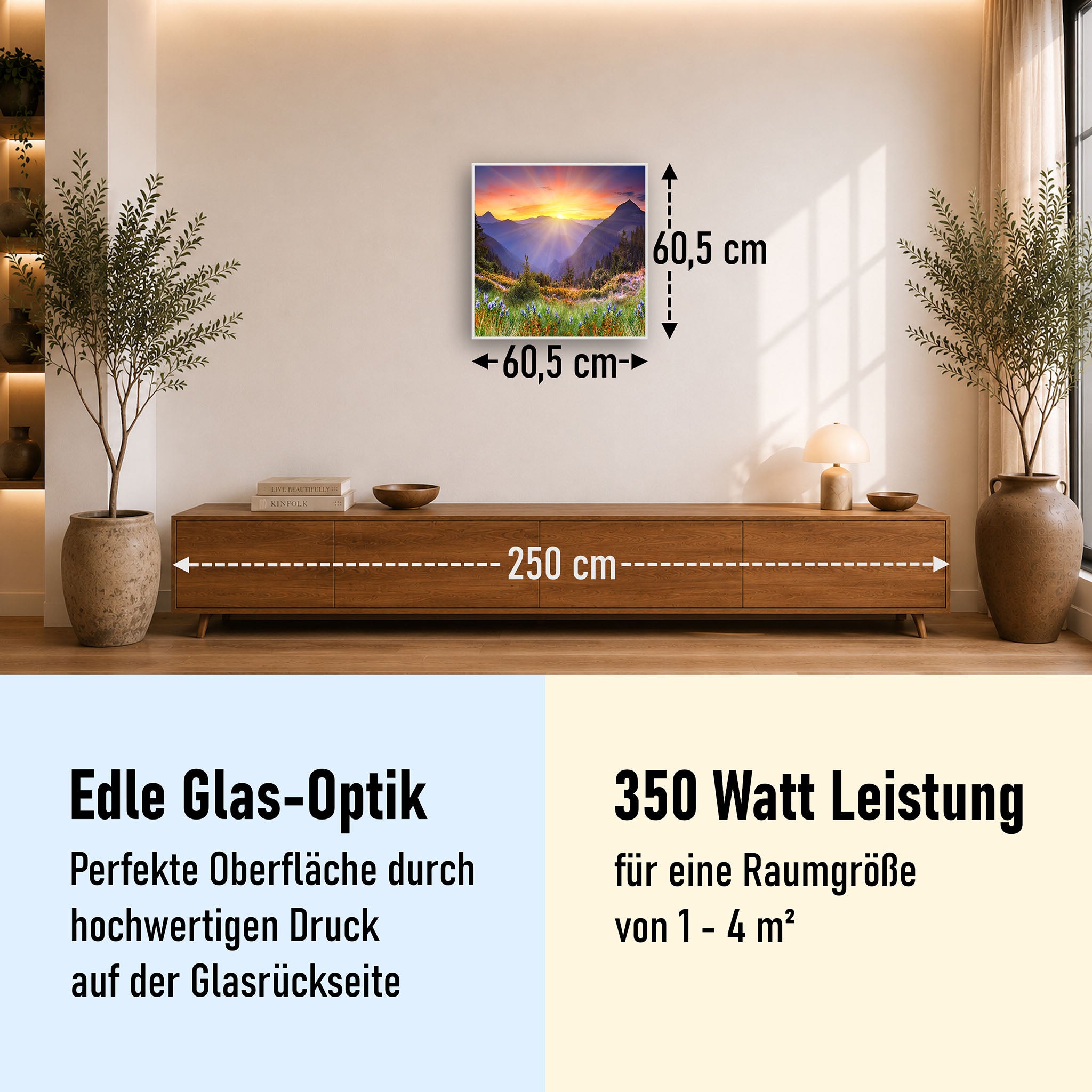 Glas Infrarotheizung 350-1200W Motiv 034 Sonnenuntergang