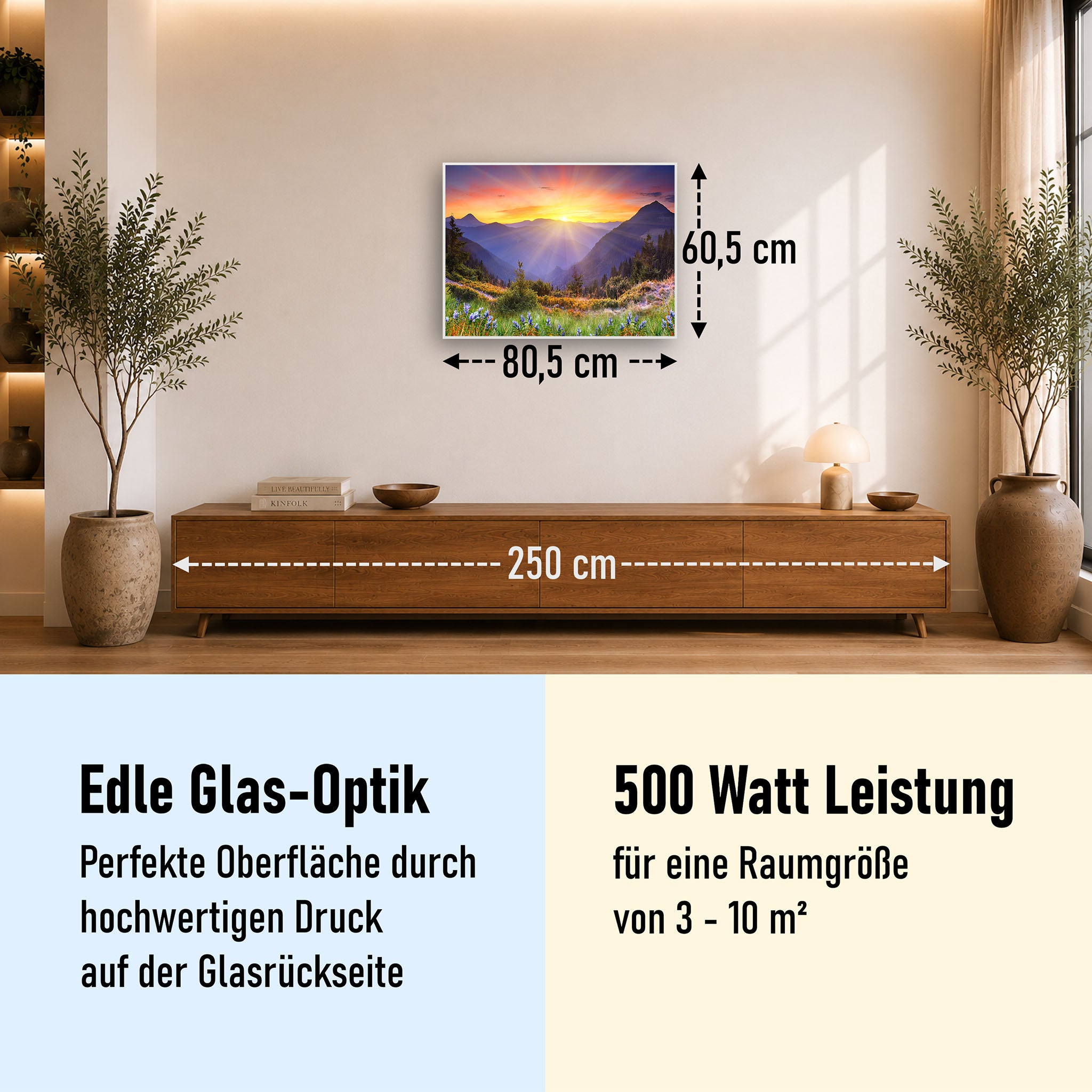 Glas Infrarotheizung 350-1200W Motiv 034 Sonnenuntergang