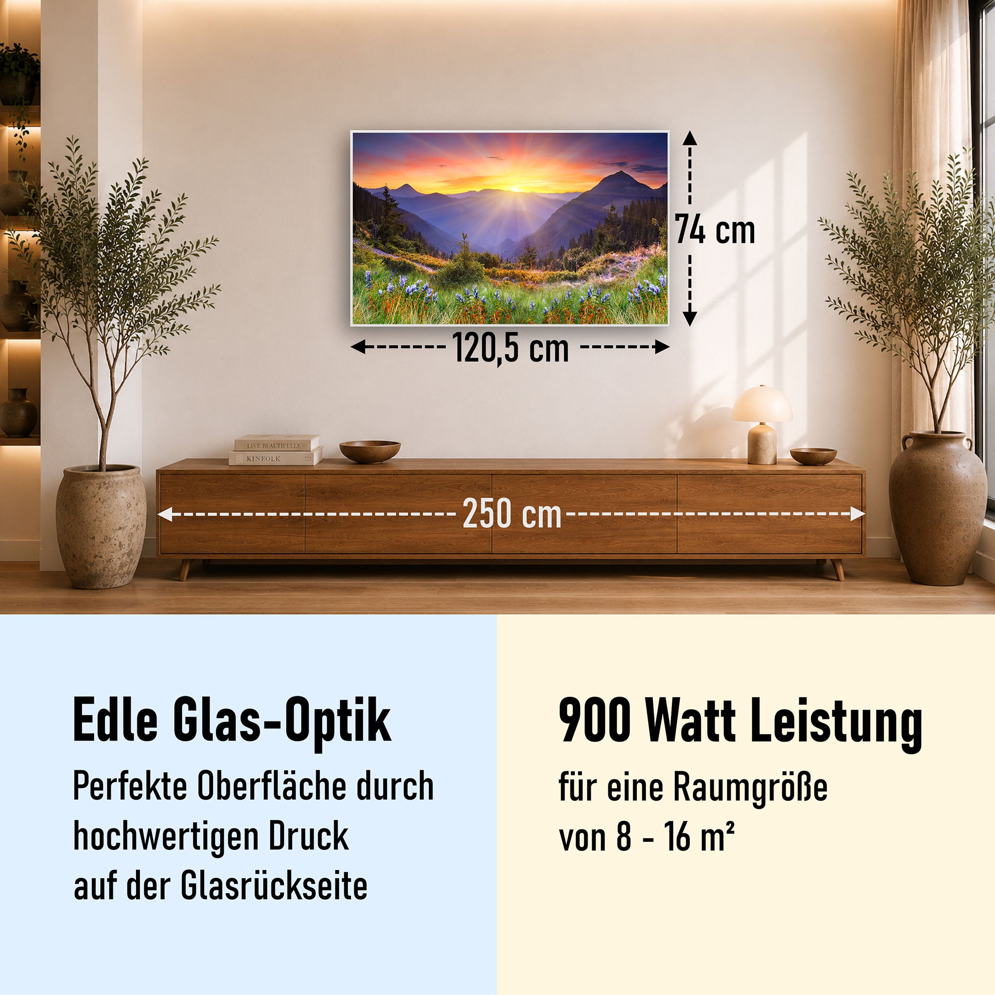 Glas Infrarotheizung 350-1200W Motiv 034 Sonnenuntergang