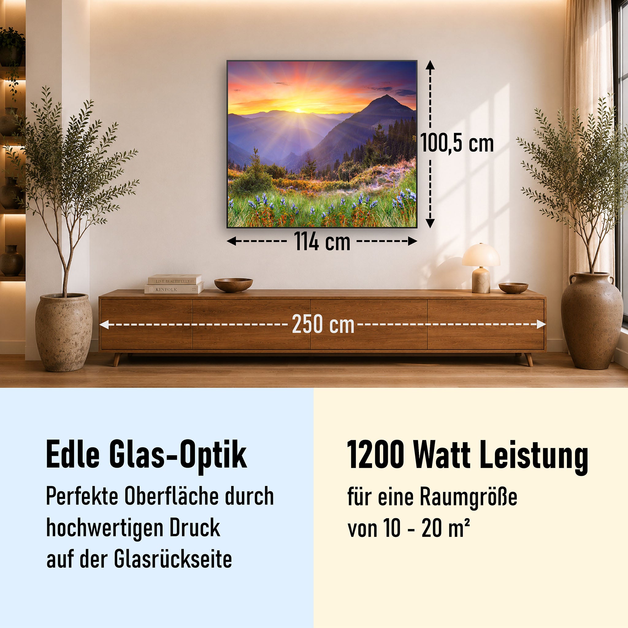Glas Infrarotheizung 350-1200W Motiv 034 Sonnenuntergang