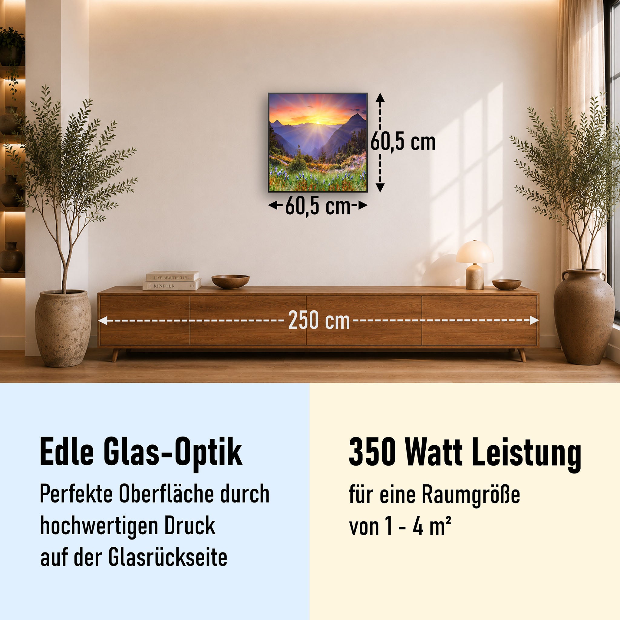 Glas Infrarotheizung 350-1200W Motiv 034 Sonnenuntergang