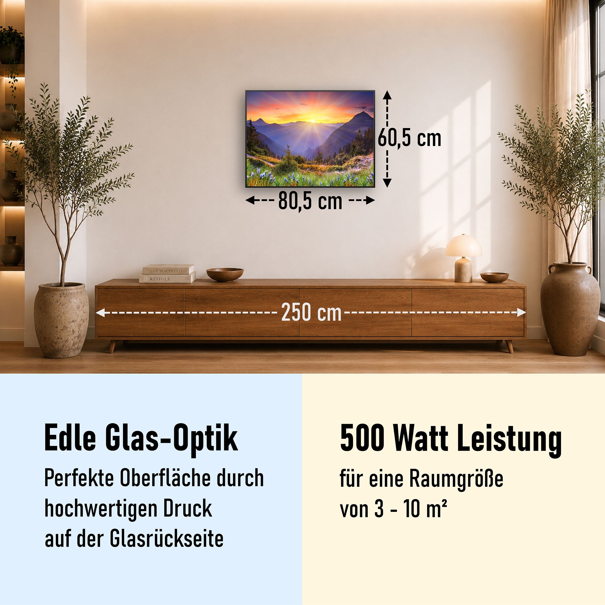 Glas Infrarotheizung 350-1200W Motiv 034 Sonnenuntergang