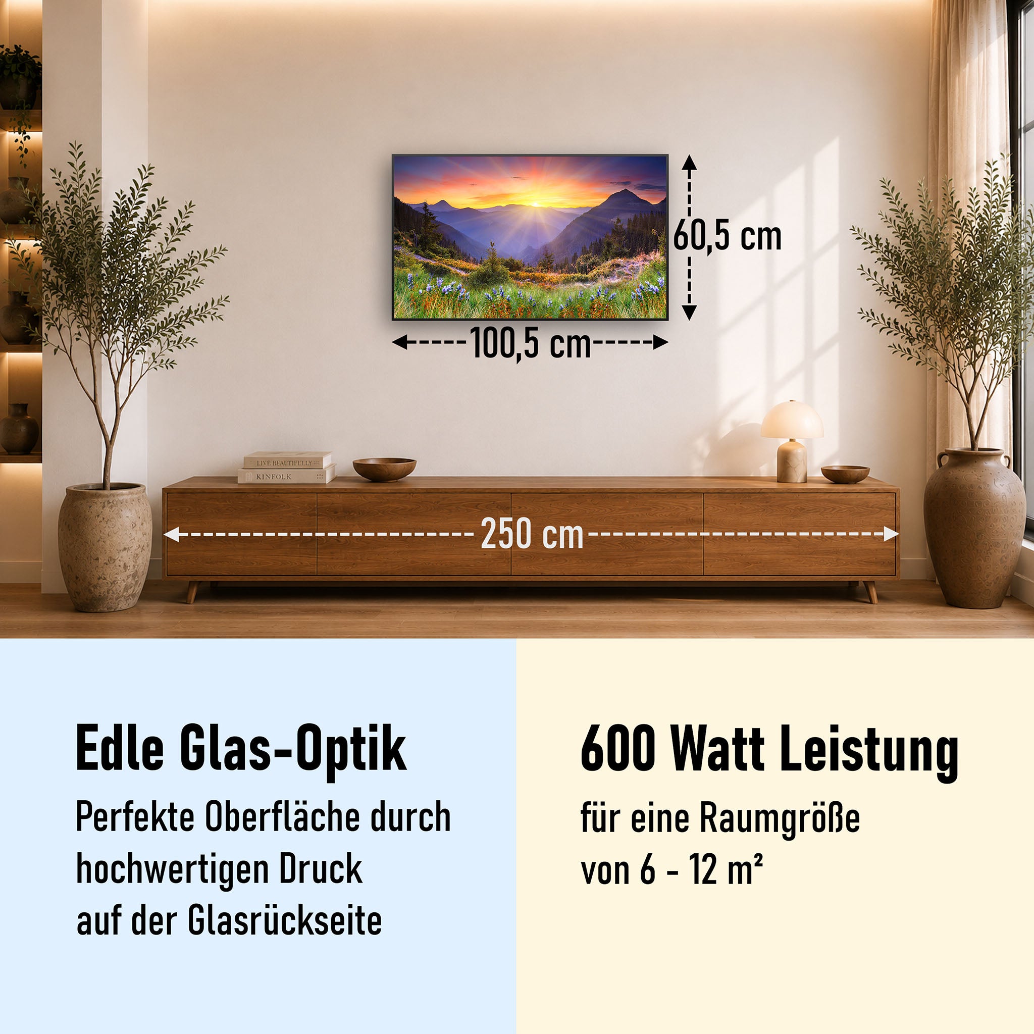 Glas Infrarotheizung 350-1200W Motiv 034 Sonnenuntergang