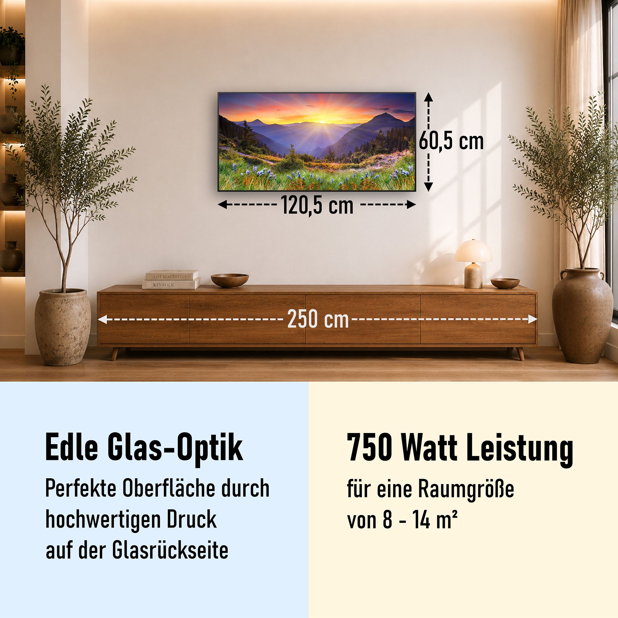 Glas Infrarotheizung 350-1200W Motiv 034 Sonnenuntergang