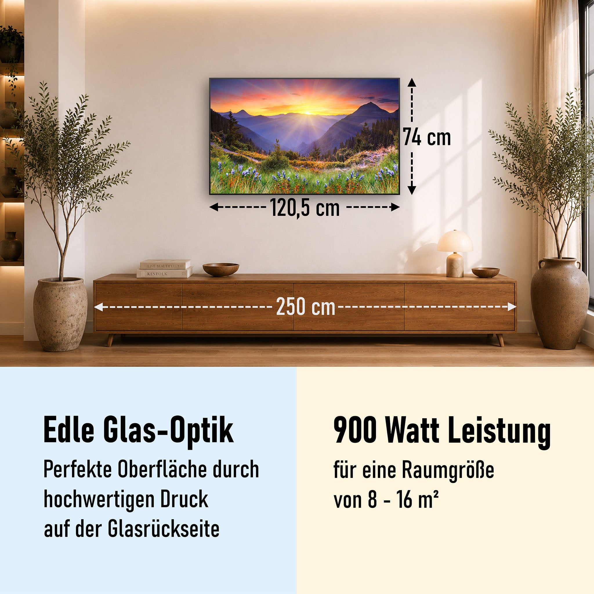 Glas Infrarotheizung 350-1200W Motiv 034 Sonnenuntergang