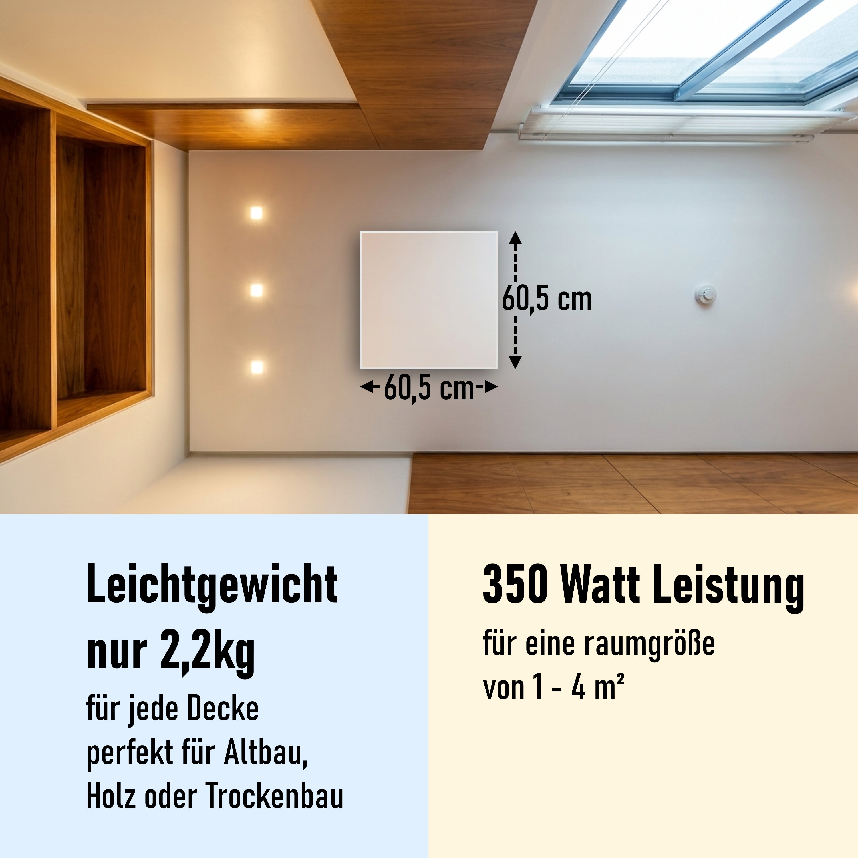 350 Watt (60x60cm) Eigenes Motiv Glas Bild Infrarotheizung