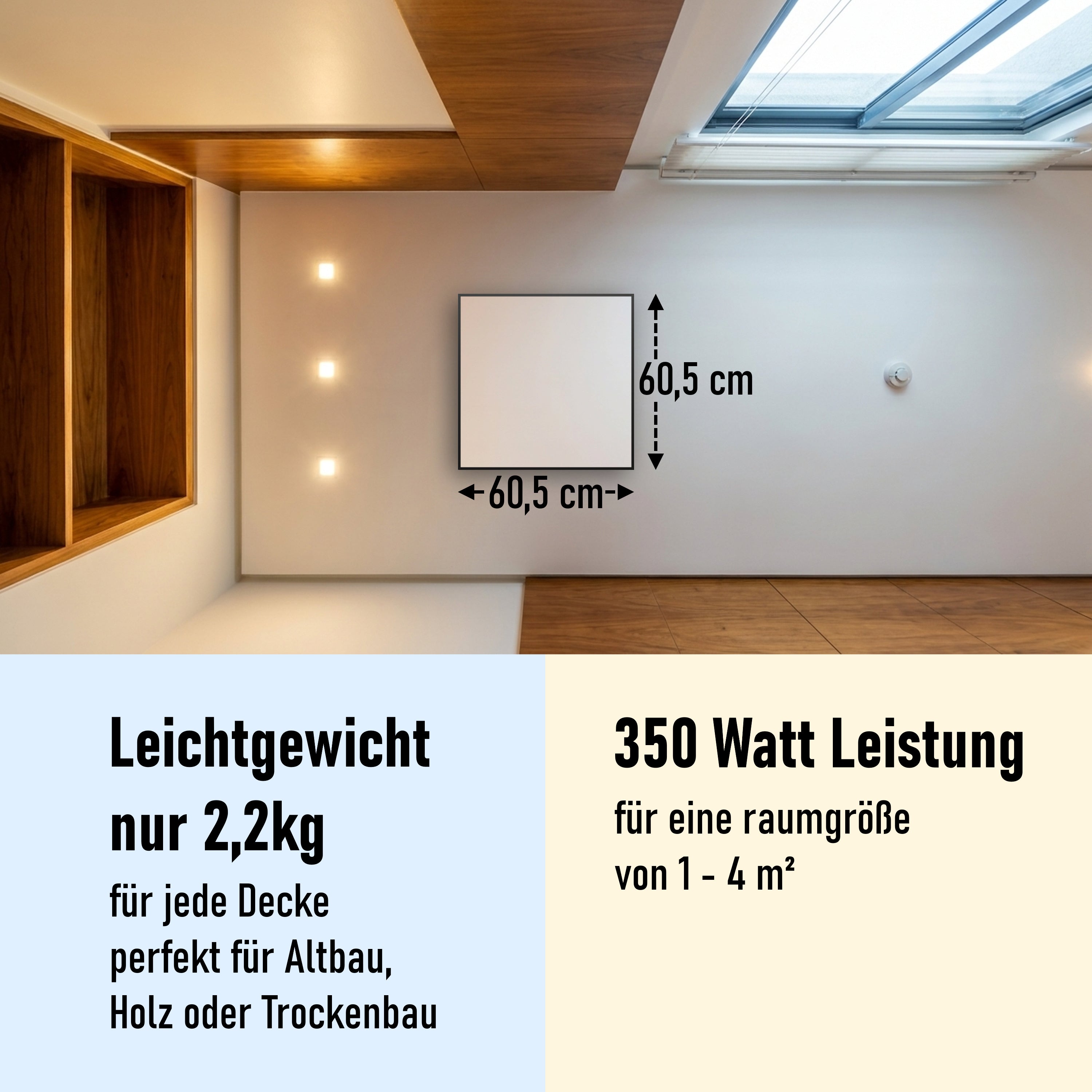 350 Watt (60x60cm) Eigenes Motiv Glas Bild Infrarotheizung