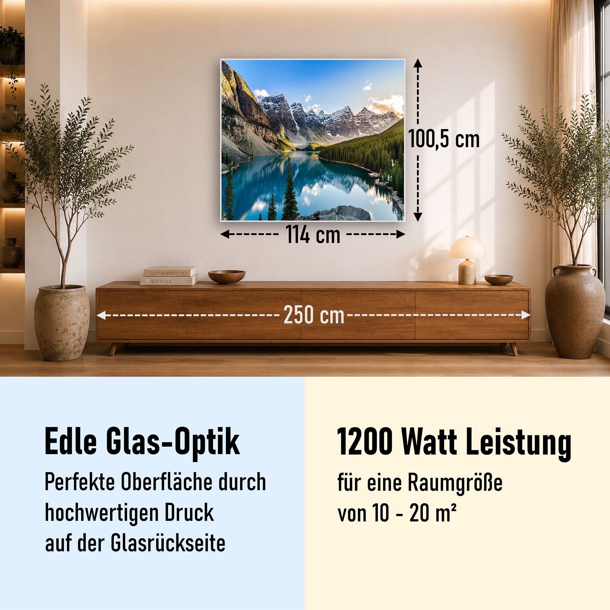 Glas Infrarotheizung 350-1200W Motiv 040 Rocky Mountains