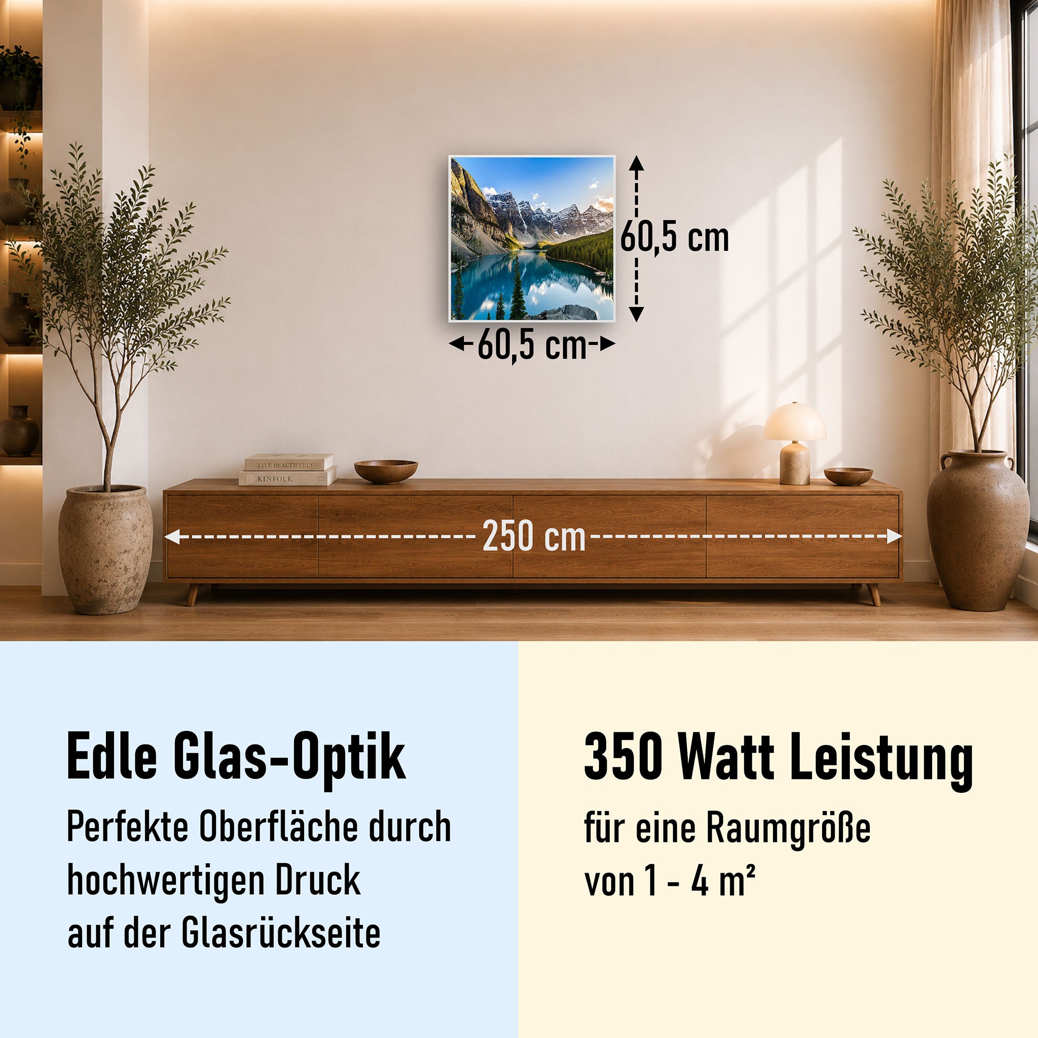 Glas Infrarotheizung 350-1200W Motiv 040 Rocky Mountains