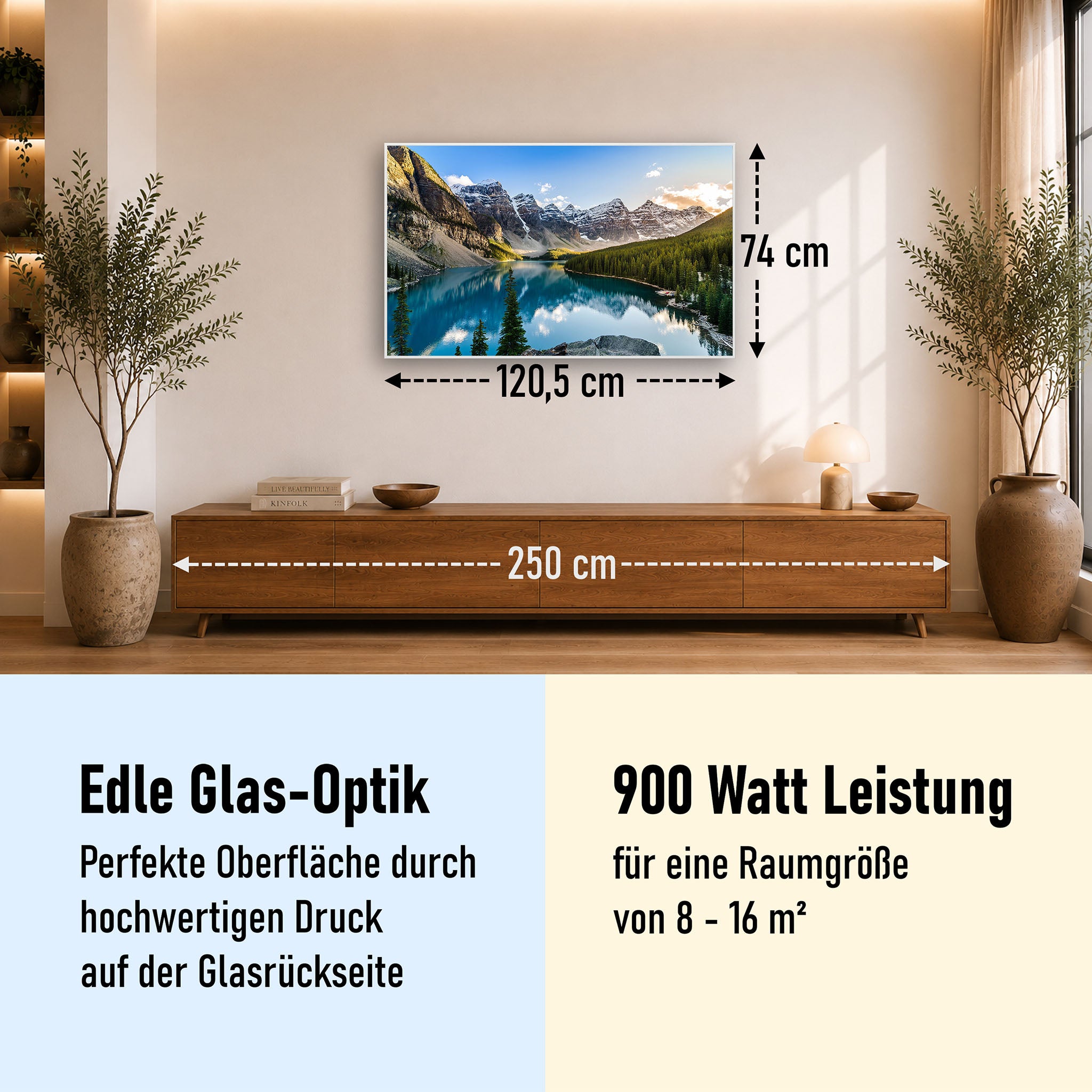 Glas Infrarotheizung 350-1200W Motiv 040 Rocky Mountains
