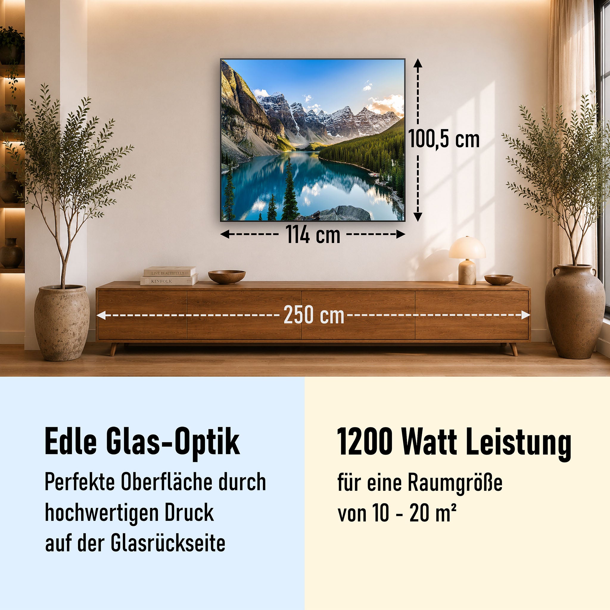 Glas Infrarotheizung 350-1200W Motiv 040 Rocky Mountains