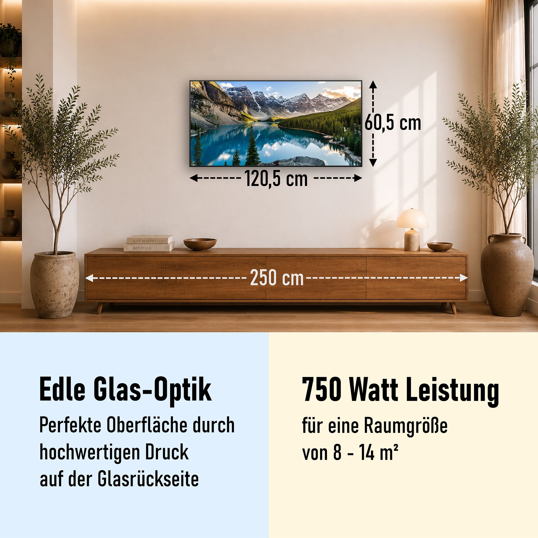 Glas Infrarotheizung 350-1200W Motiv 040 Rocky Mountains