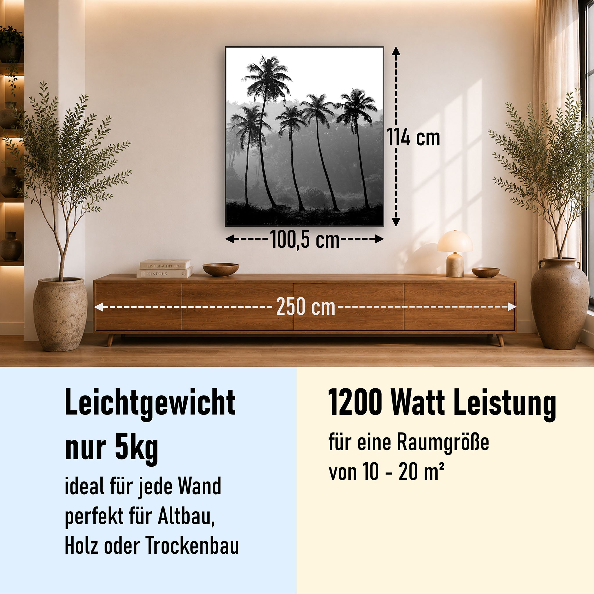 Bild Infrarotheizung 350-1200W Motiv 042H Palmen