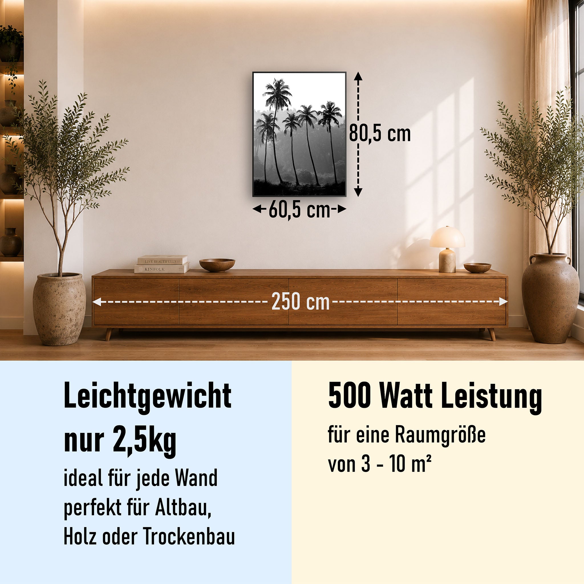 Bild Infrarotheizung 350-1200W Motiv 042H Palmen